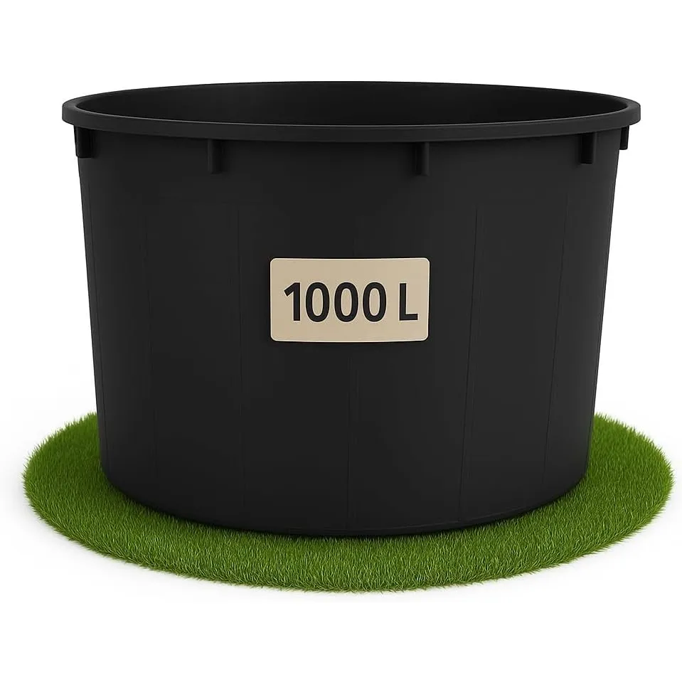 Ondis24 Regentonne 1000 Liter, Regenfass XXXL, Regenwassertank aus schwarzem Kunststoff, Wasserfass, Robust & UV-Bestän…