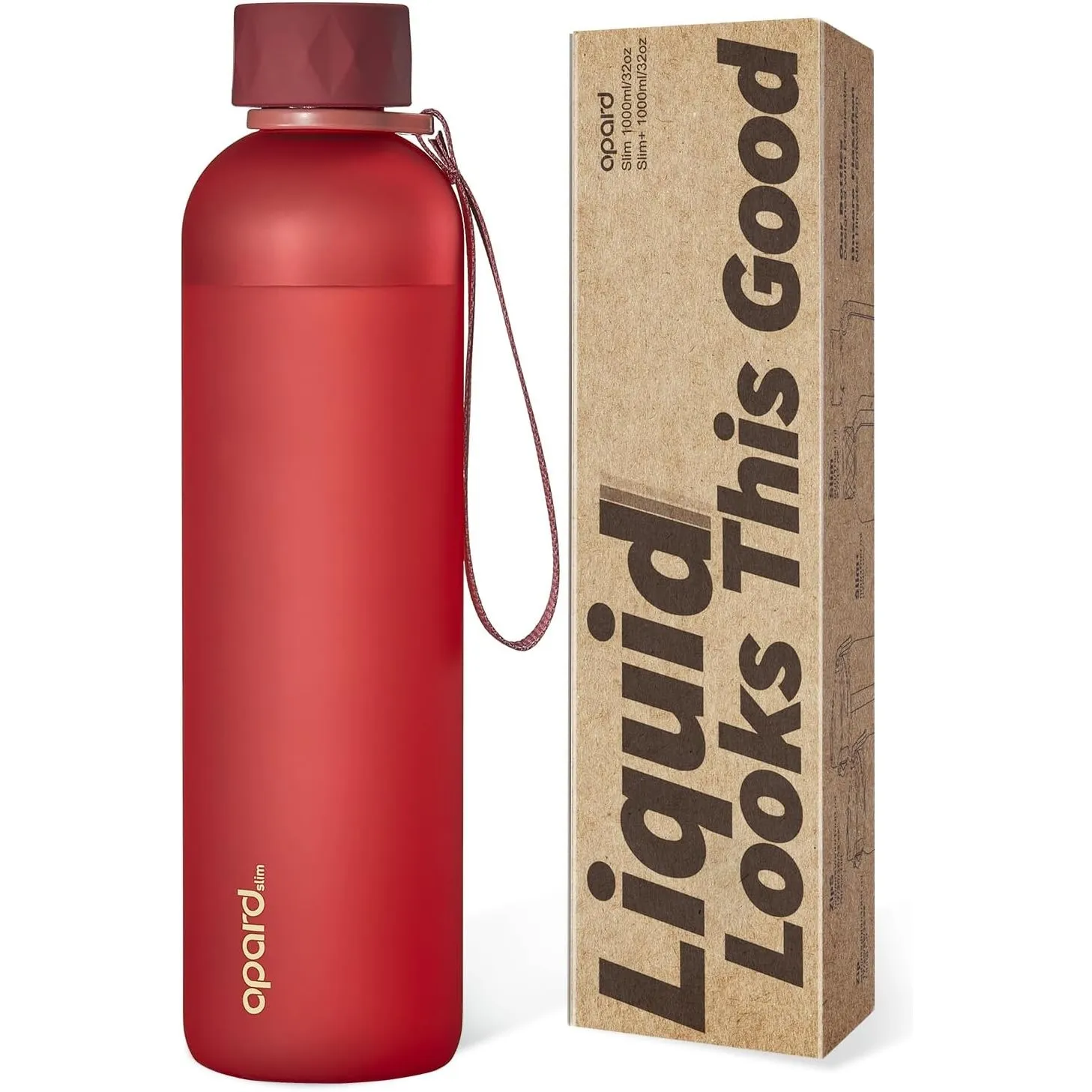 Opard Slim Pro Trinkflasche 1l, Kohlensäuregeeignete Wasserflasche mit facettiertem gummiertem Griff, BPA-freiem Plasti…