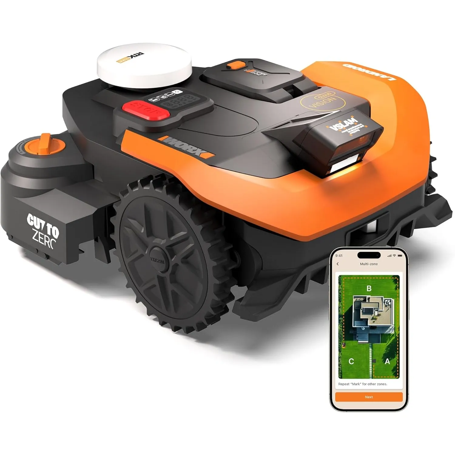 Worx Vision Cloud WR330E, 2WD Mähroboter ohne Begrenzungskabel, 3000 m²