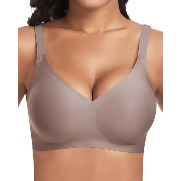 Jiuday BH ohne Bügel Push Up BH Große Brüste Starker Halt Bügelloser Bustier Damen Gepolstert Seamless Soft Bra ohne Bu…