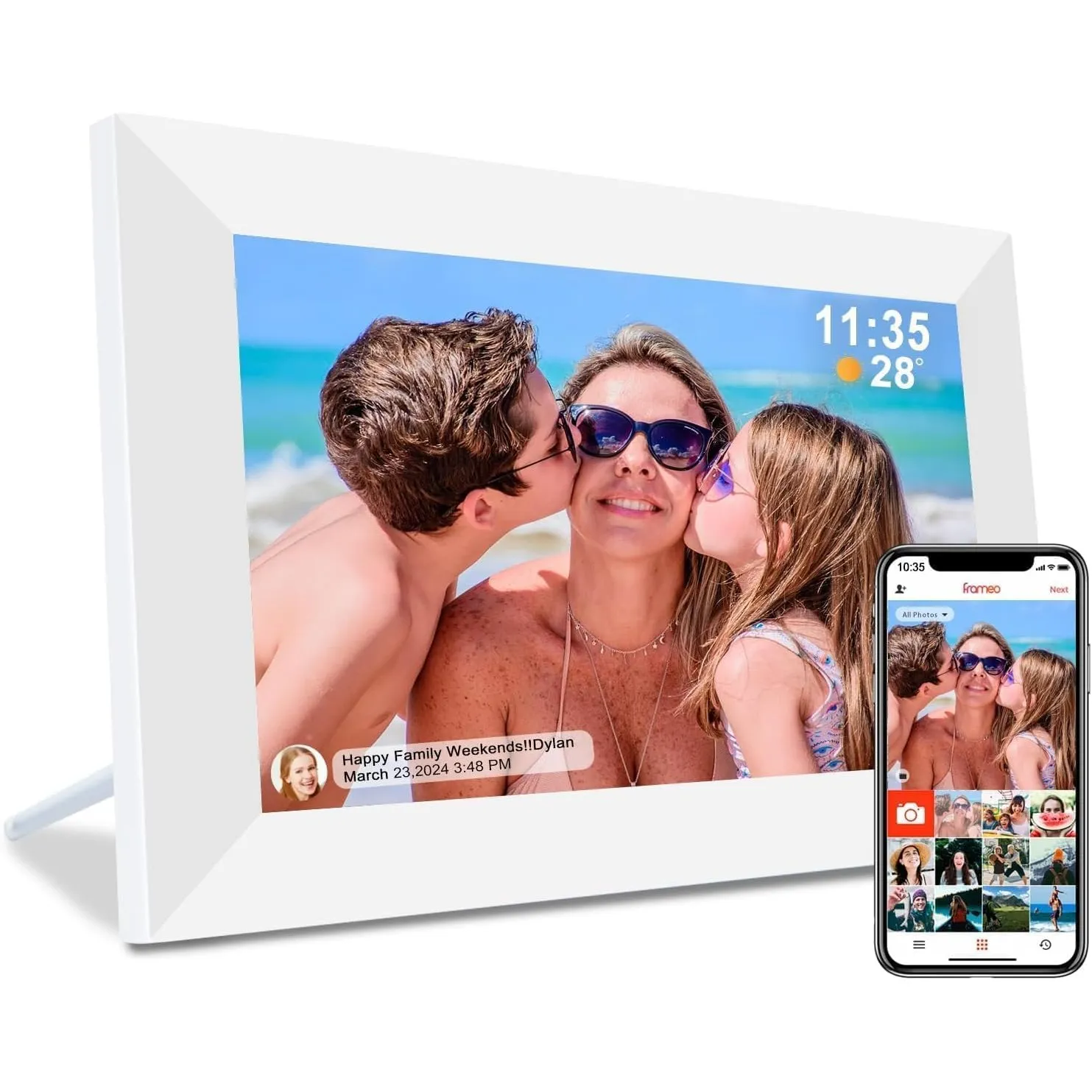 Frameo 10,1 Zoll Digitaler Bilderrahmen, Elektronischer Fotorahmen, WLAN-Digitaler Photo Frame, 32 GB Speicher, 1280x80…