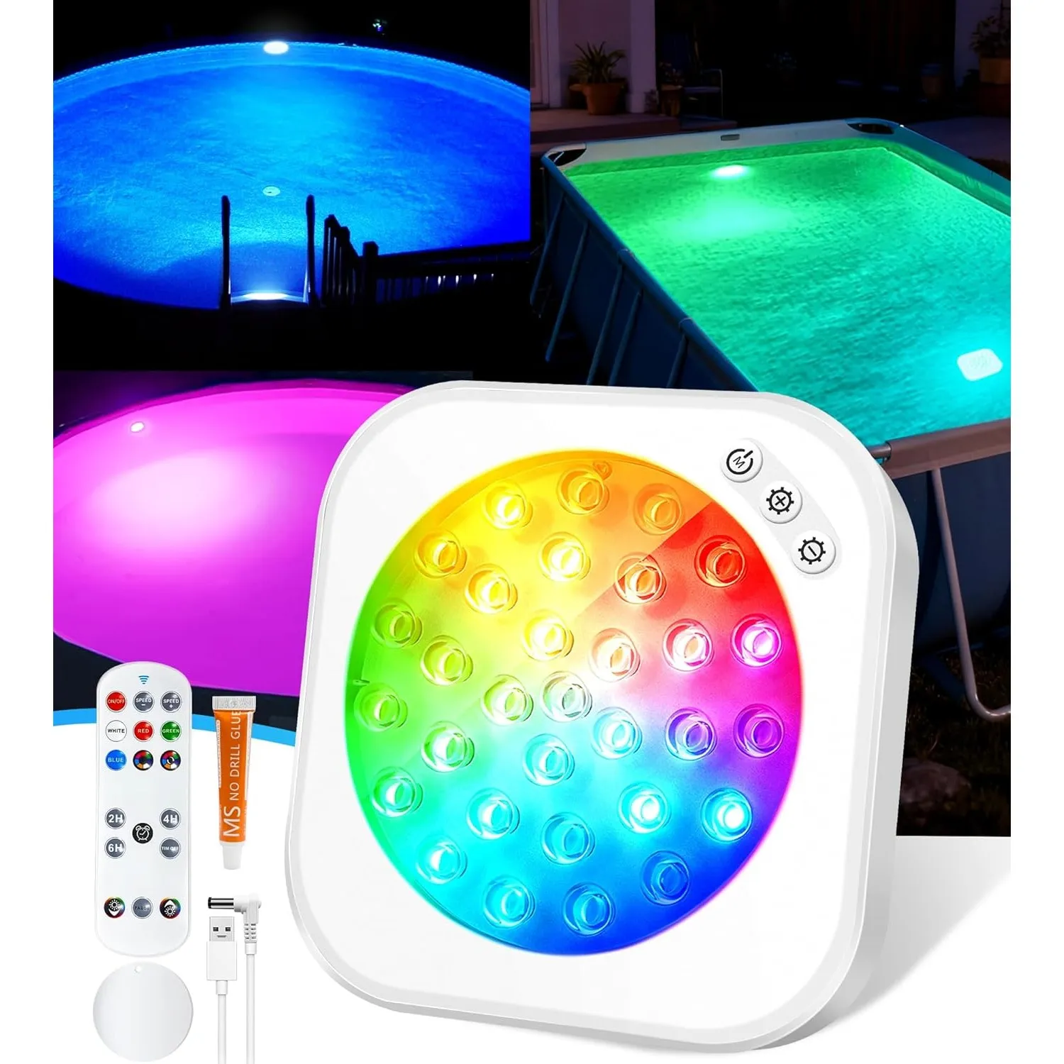 DeeprBlu 2026 Verbesserte LED Poolbeleuchtung Unterwasser mit Fernbedienung, Magnetische Poolbeleuchtung Akku mit 9 Bel…