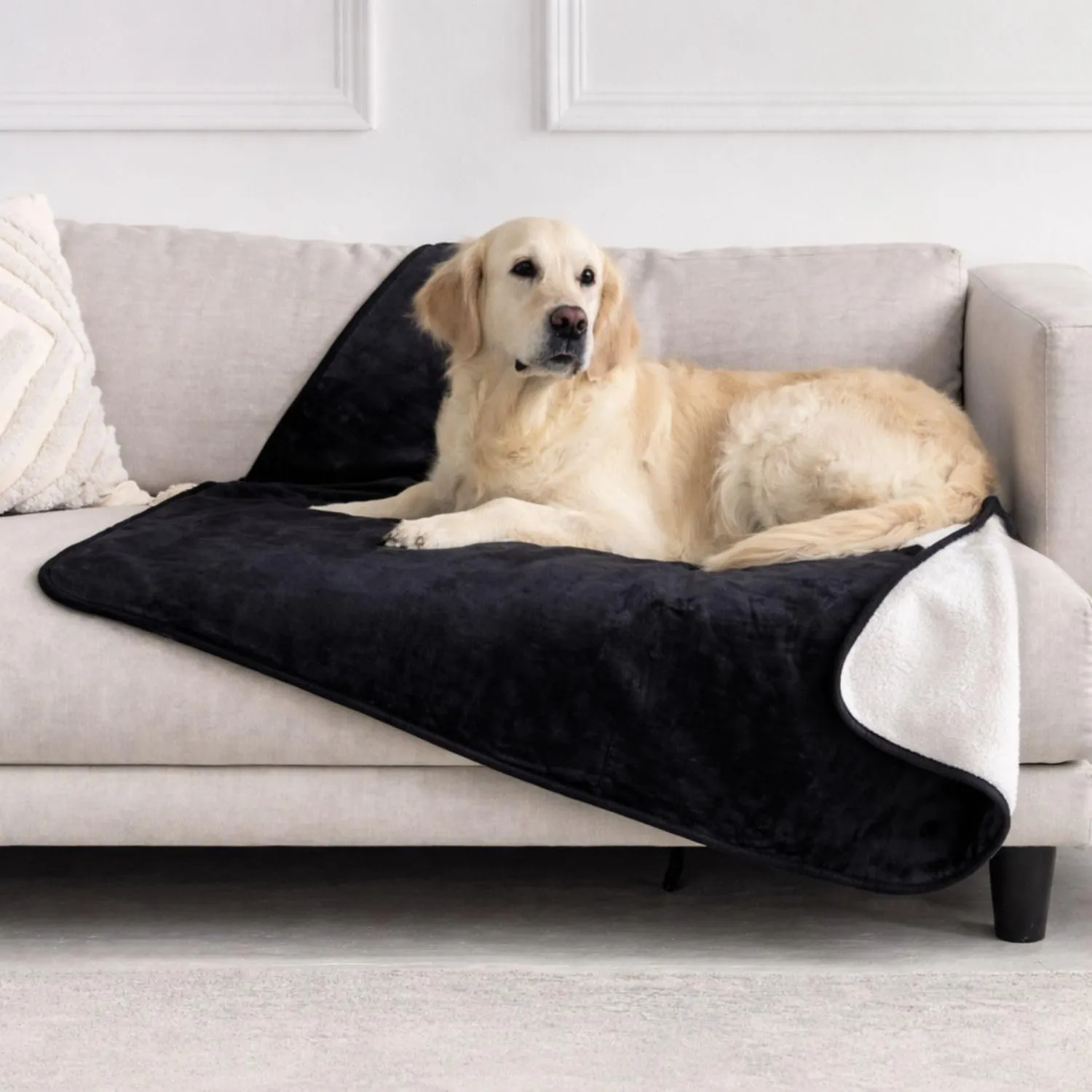Dreamzie - wasserdichte Hundedecke Flauschig - 80x100cm - Schwarz