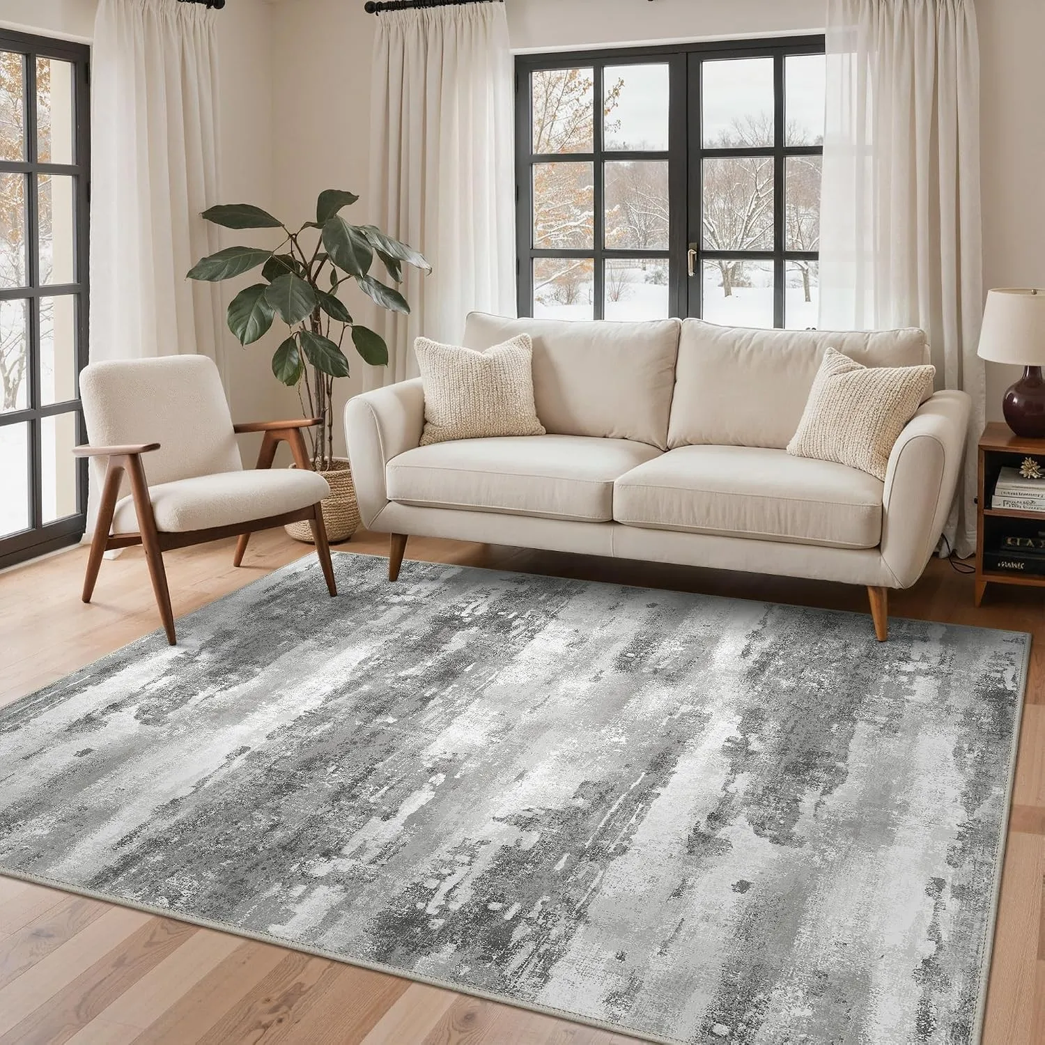 BEIMO Moderner Waschbarer Teppich Wohnzimmer 160x230 cm, Grau
