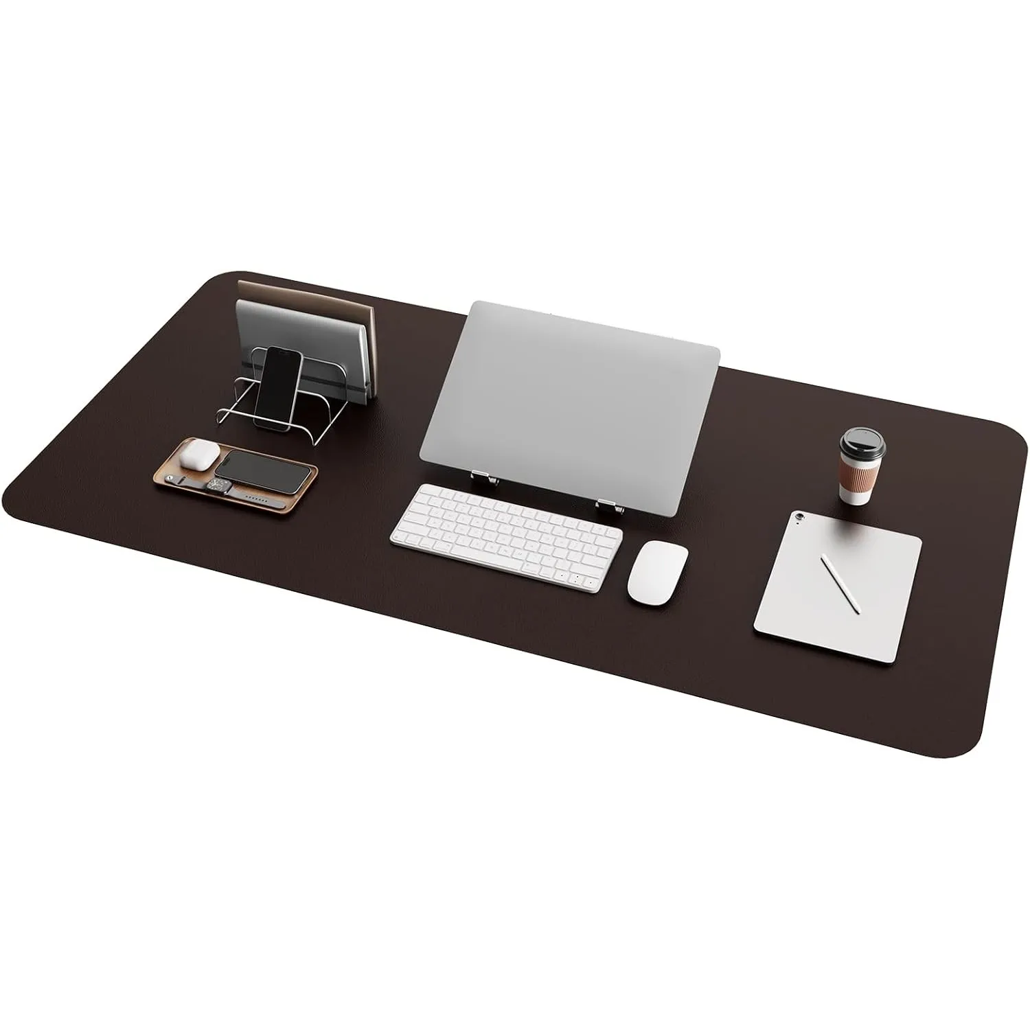 YSAGi Schreibtischunterlage, Mauspad mit Leder und Rutchfeste Wildleder, Multifunktionales Office Mousepad Laptop Schre…