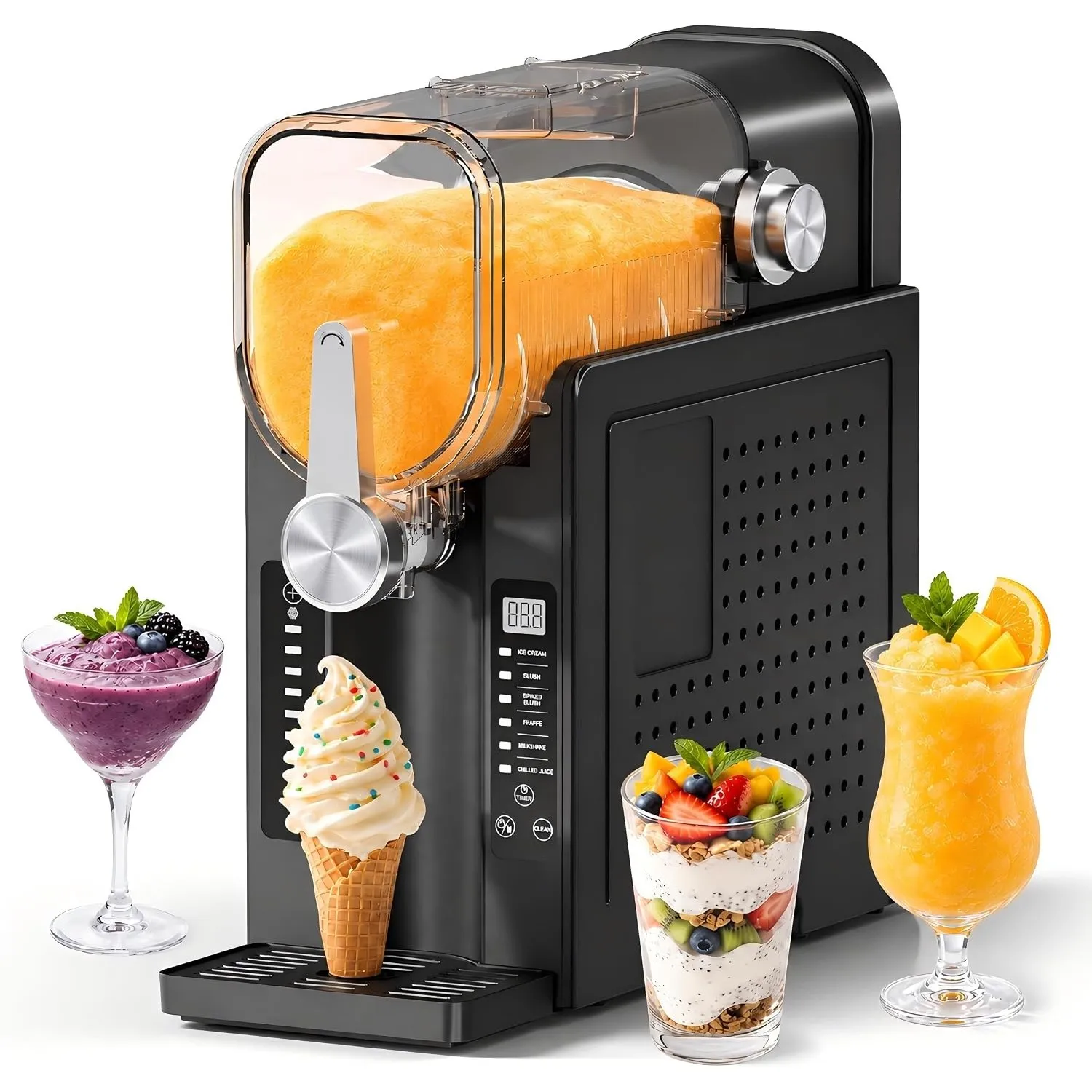 INITIO Slush Maschine, 2L Slushie Machine für Zuhause, Grau, AD03