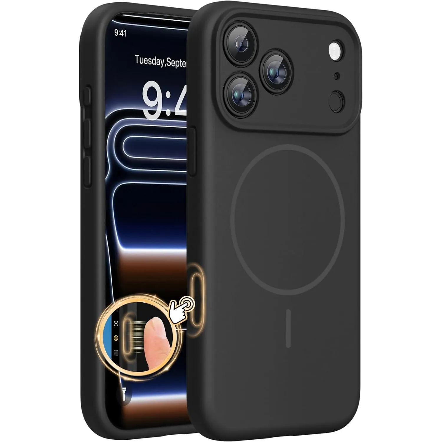 Miracase Magnetic für iPhone 17 Pro Hülle, Kompatibel mit MagSafe, integrierter Silikon-Kamerasteuerungsschutz, 3,0 mm …
