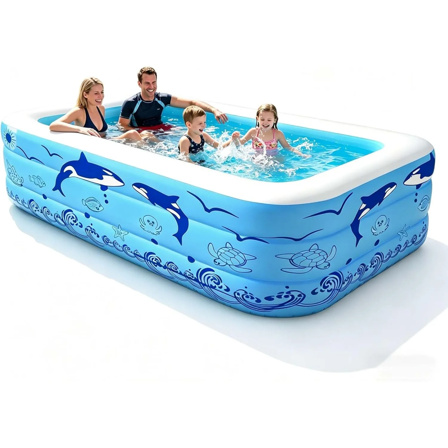 Aufblasbare Schwimmbecken, 300x165x56 cm, Großes aufblasbares Pool für Kinder und Erwachsene, Langlebiges Familien-Frei…