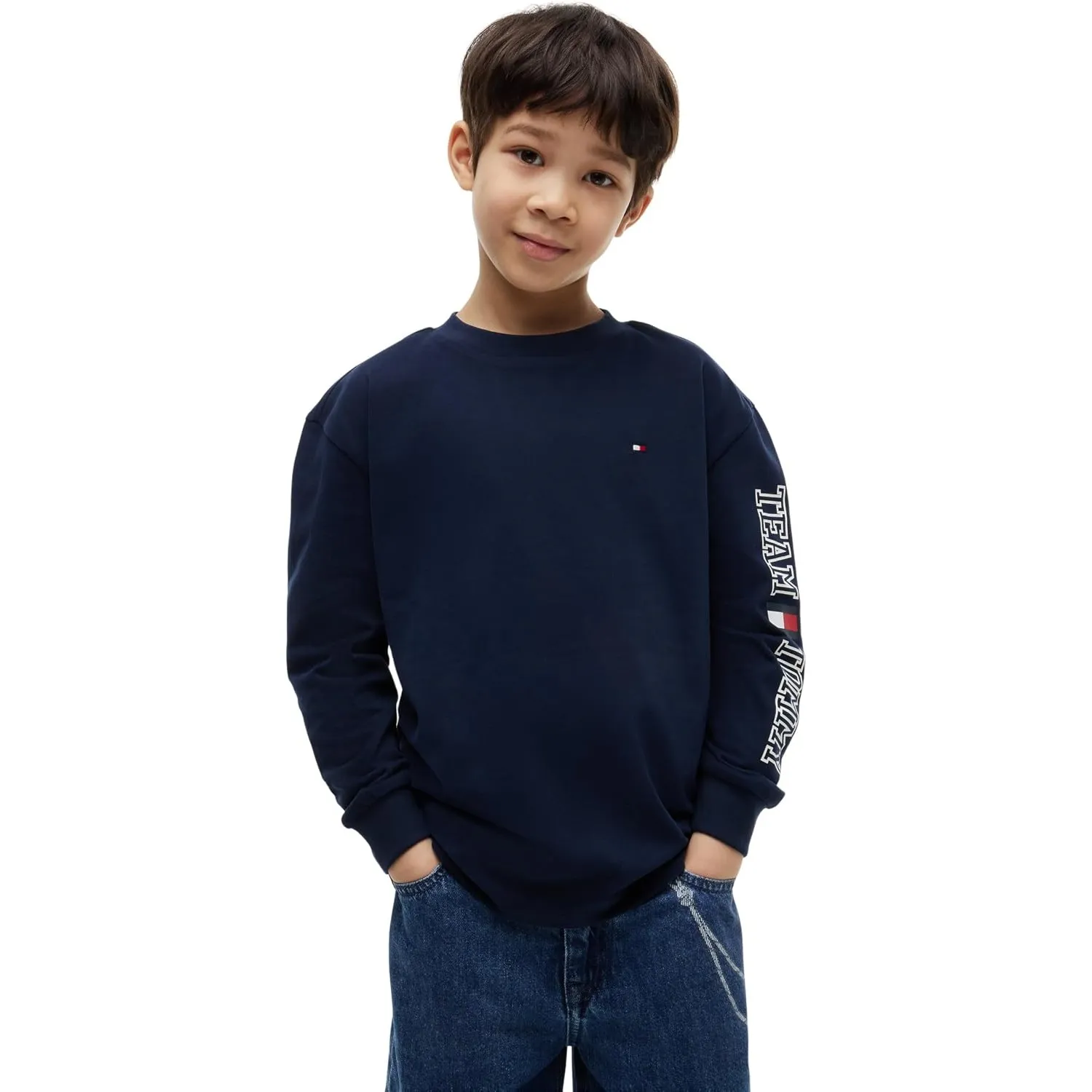 Tommy Hilfiger Jungen Team Tommy Graphic T-Shirt Ls Kb0kb10512 Weitere T-Shirts