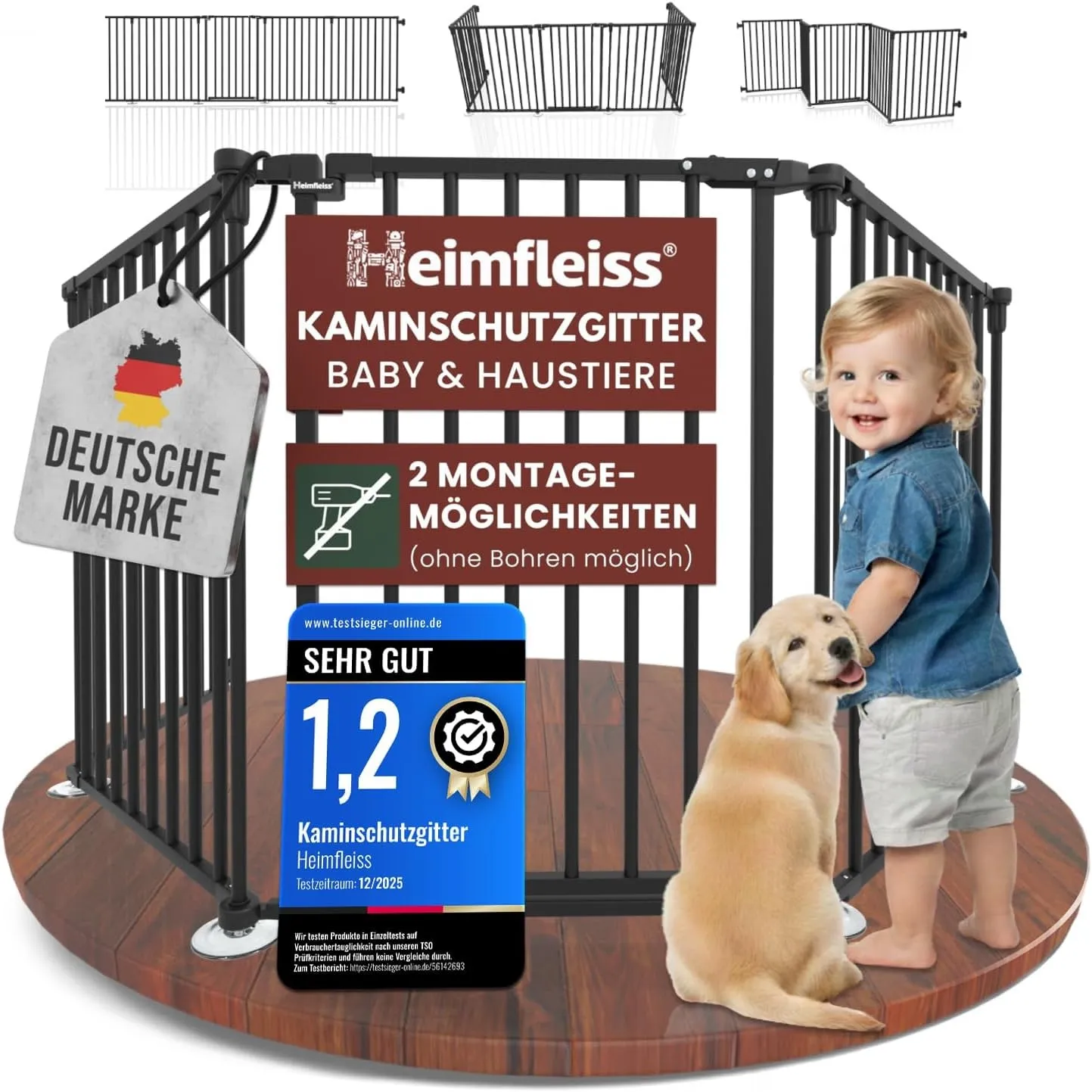 Heimfleiss® Kaminschutzgitter Baby mit Sicherheitsverschluss | Kamingitter