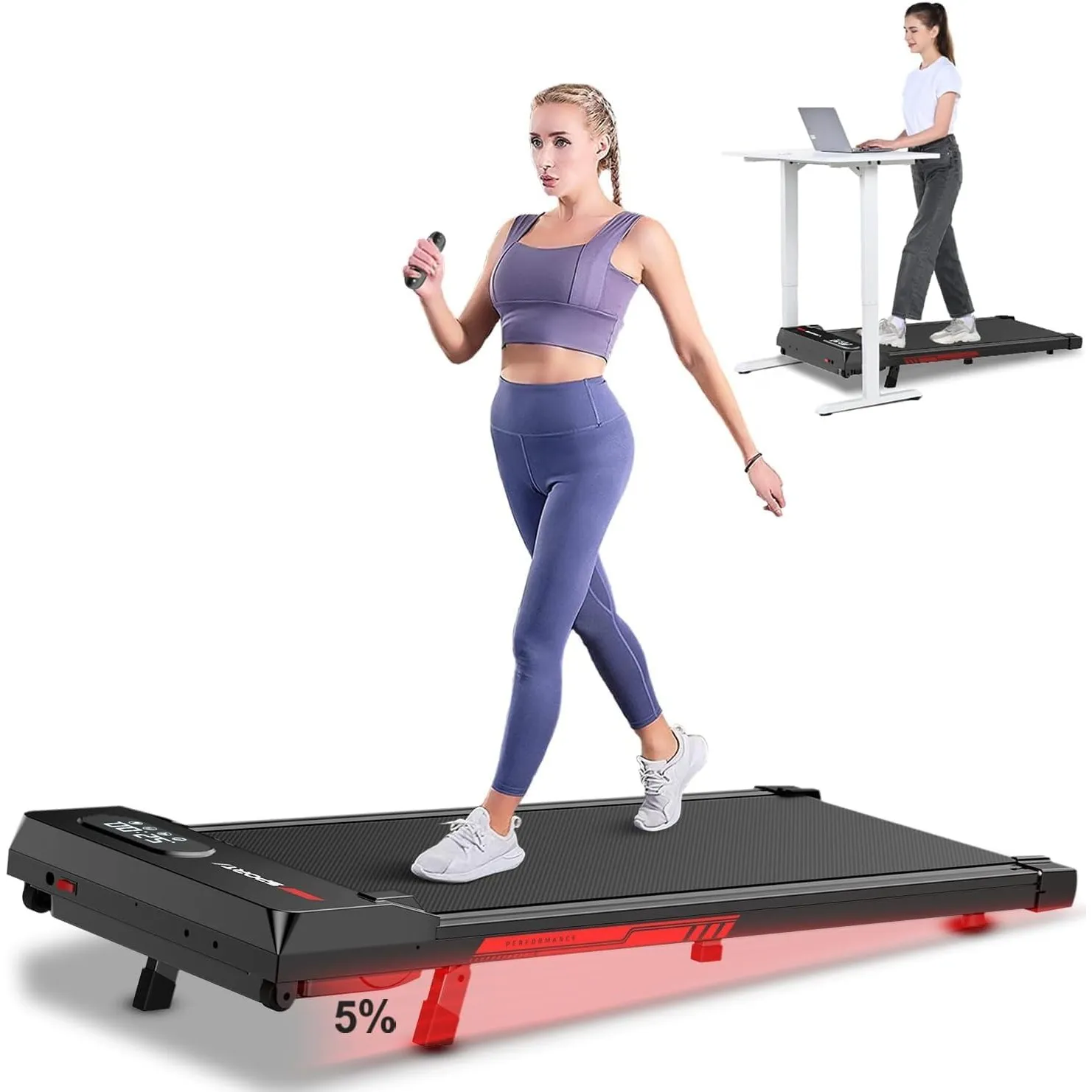 HomeFitnessCode Laufband Walking Pad mit Neigung für Zuhause Klein Laufpad