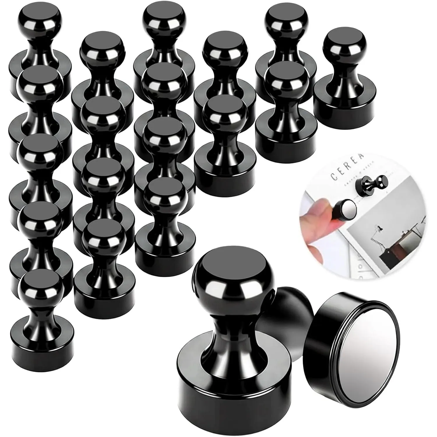 20 Stück Giantzhong Neodym Magnete Stark für Magnettafel, 12X16mm, schwarz