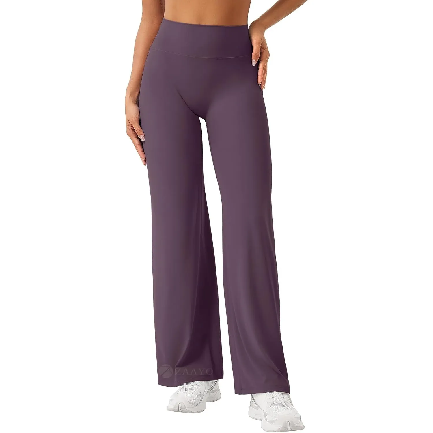 ZAAYO Nahtlose Straight Leggings Damen Flared Legging Yoga Hosen Gym Pant | Hohe Taille, Booty Lifting, Wide Leg, Butte…