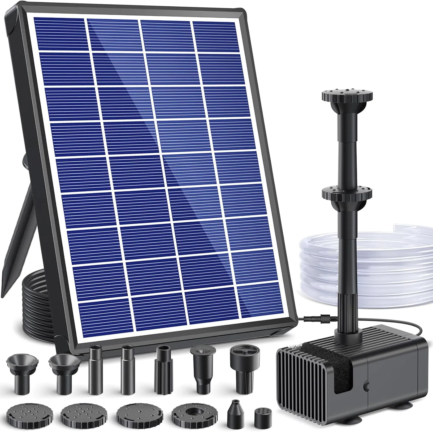 POPOSOAP Solar Fountain for Outdoors, 6.5 W Pond Pump Solar with Improved Dry Run Protection and Double-Layer Nozzles, …