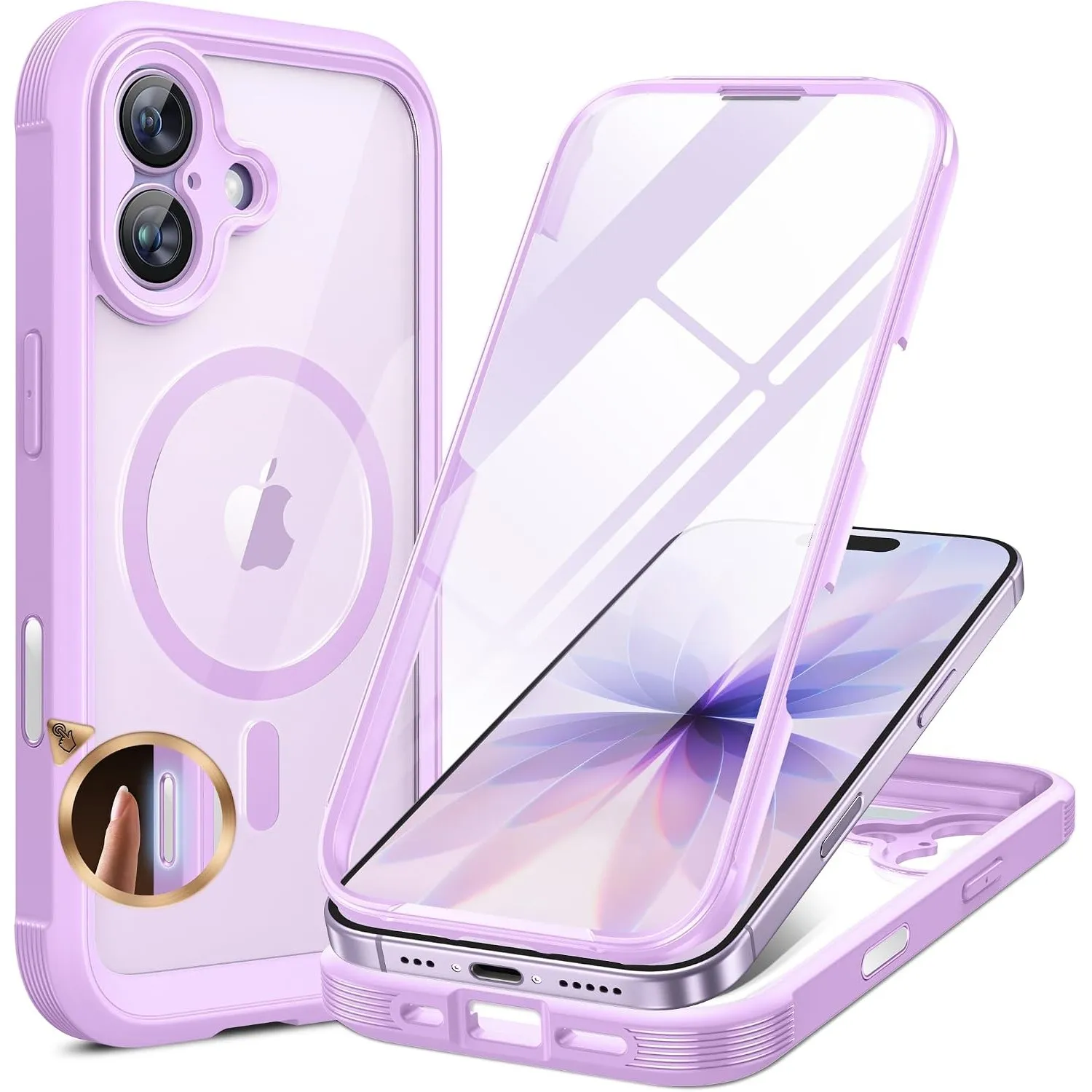 Miracase für iPhone 17 Hülle 6,3 Zoll,360 Grad Komplettschutz,Lila