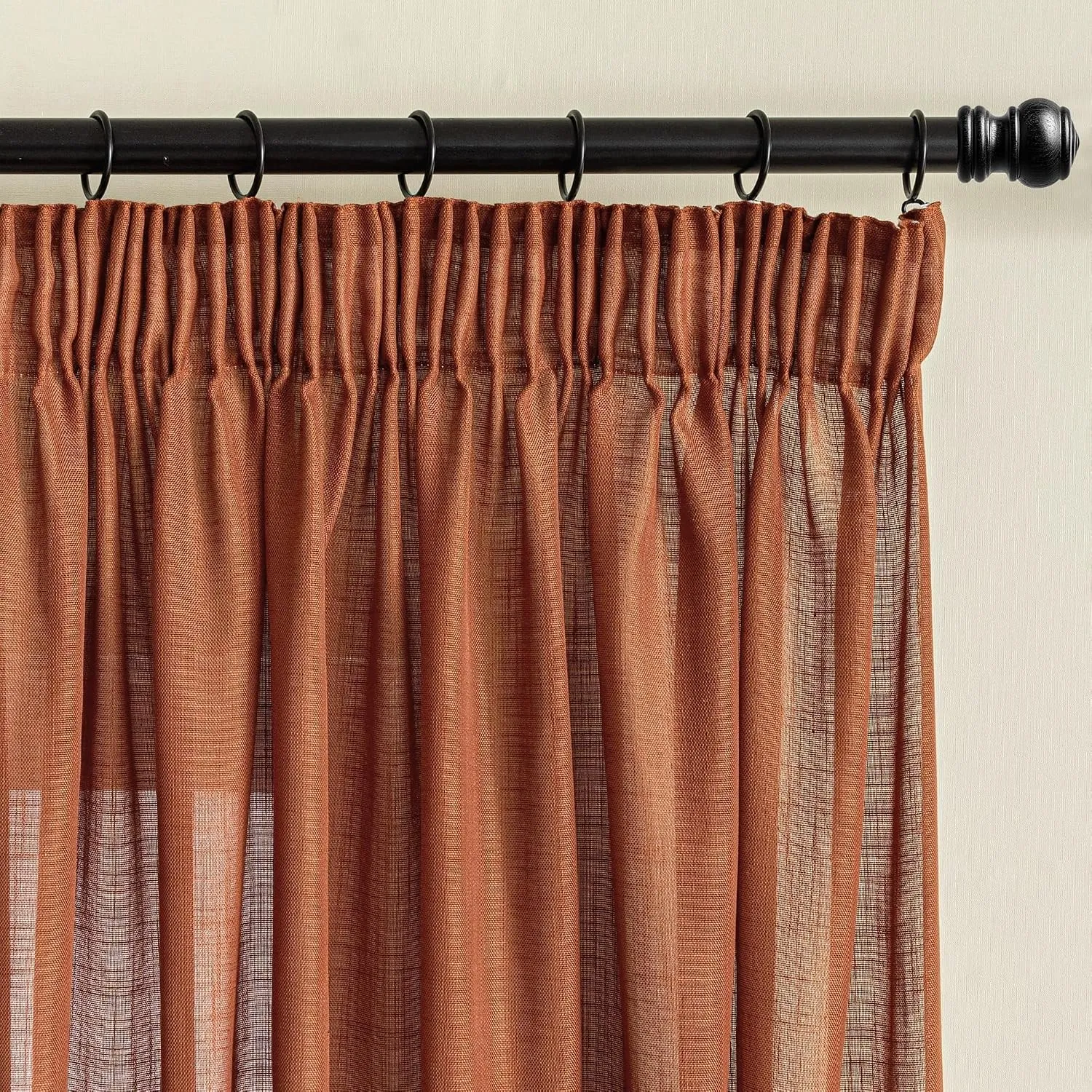 MYSKY HOME Gardine mit Kräuselband Halbtransparent Leinenoptik Curtains
