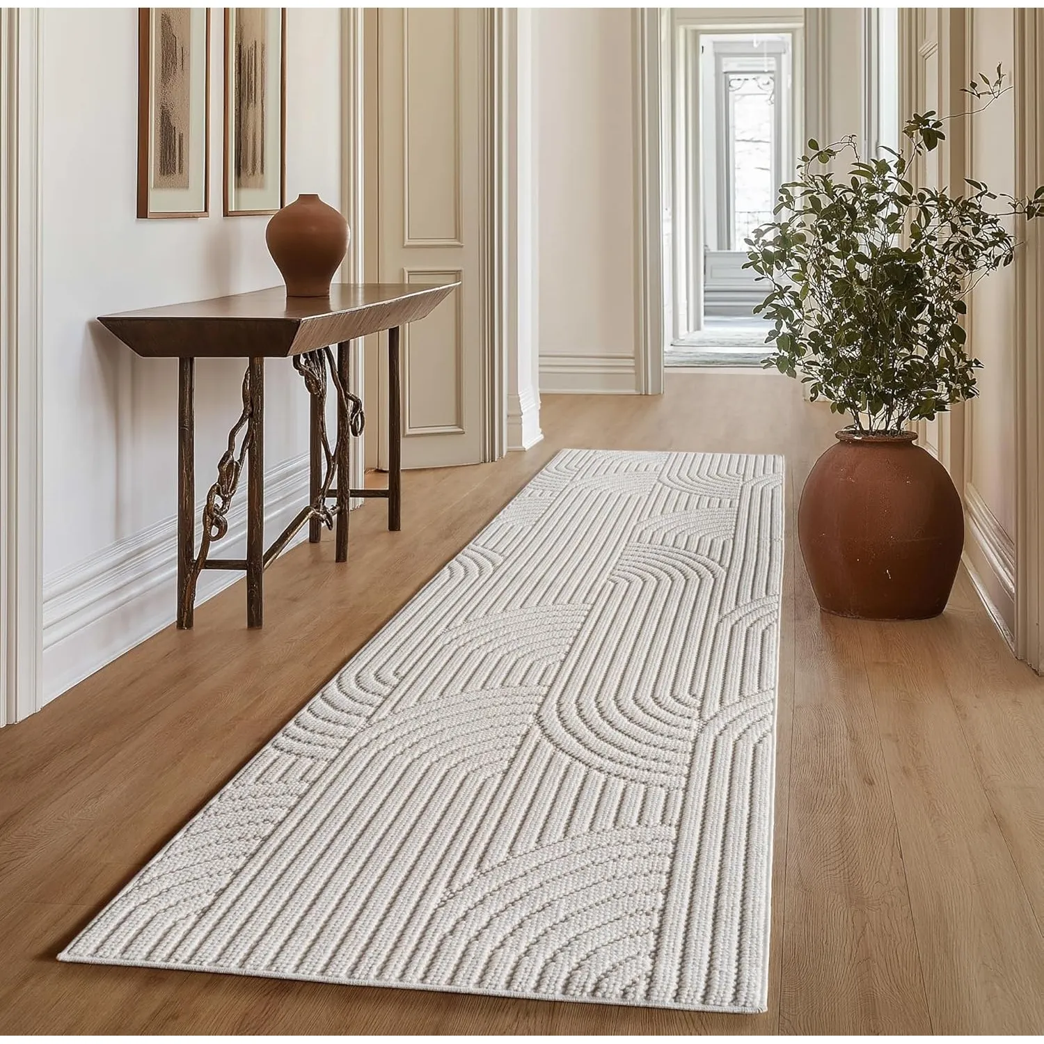 SIMPEX Teppich Läufer 80x250 cm Creme Boho Design Bouclé Schlingenflor Skandi Stil Superweich Robust Pflegeleicht Moder…