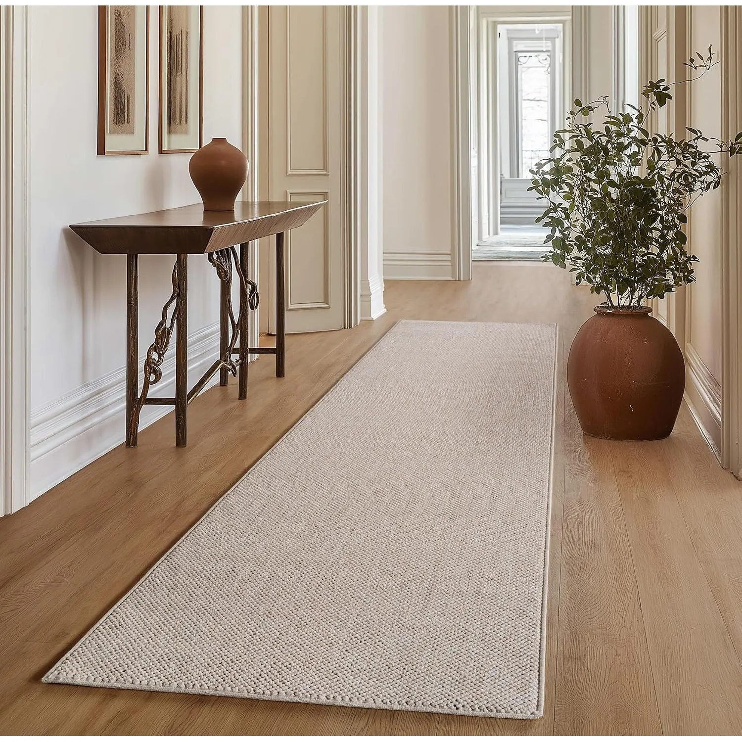 SIMPEX Teppich Läufer 60x110 cm Beige Einfarbig Bouclé Schlingenflor Skandi Stil Superweich Robust Pflegeleicht Moderne…