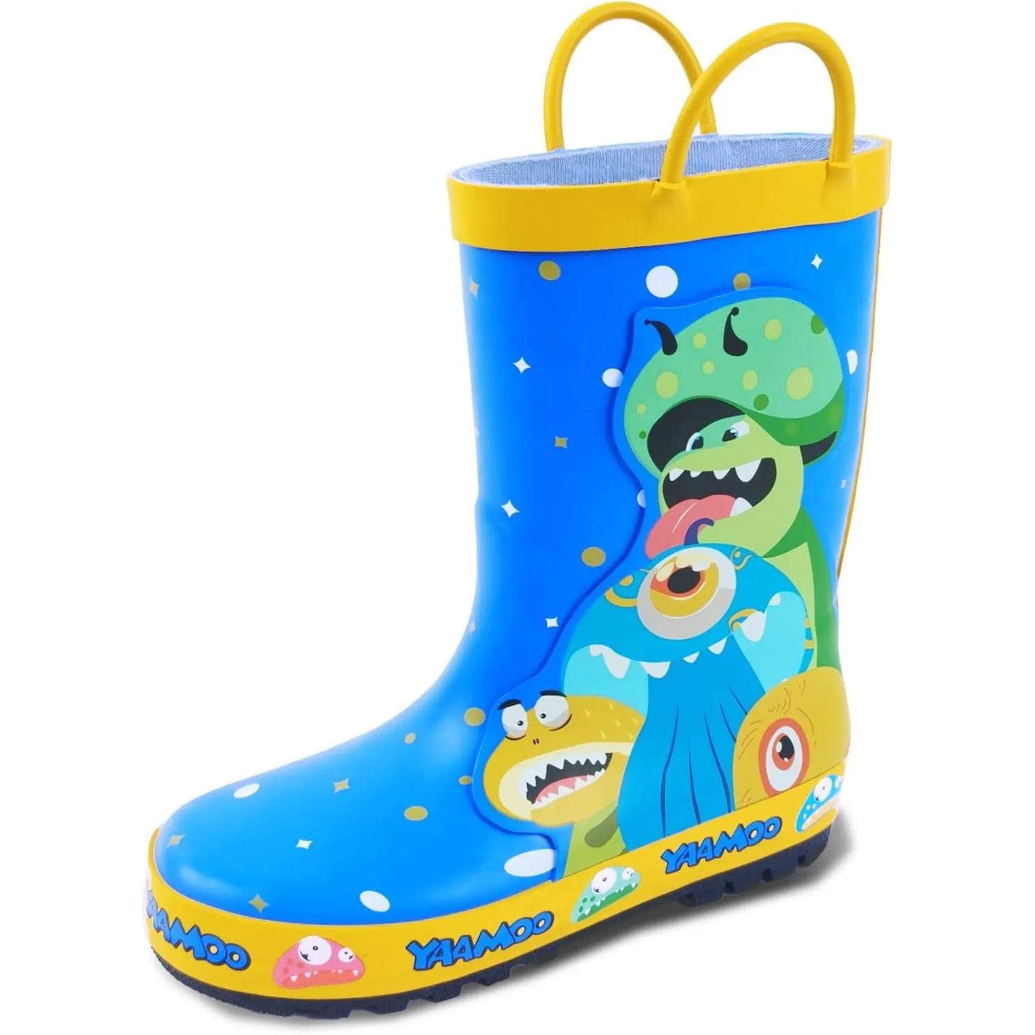Gummistiefel Kinder mit Griffen, Gummistiefel für Jungen & Mädchen Outdoor, Wasserdichte Regenstiefel Kinder, Anti-Ruts…