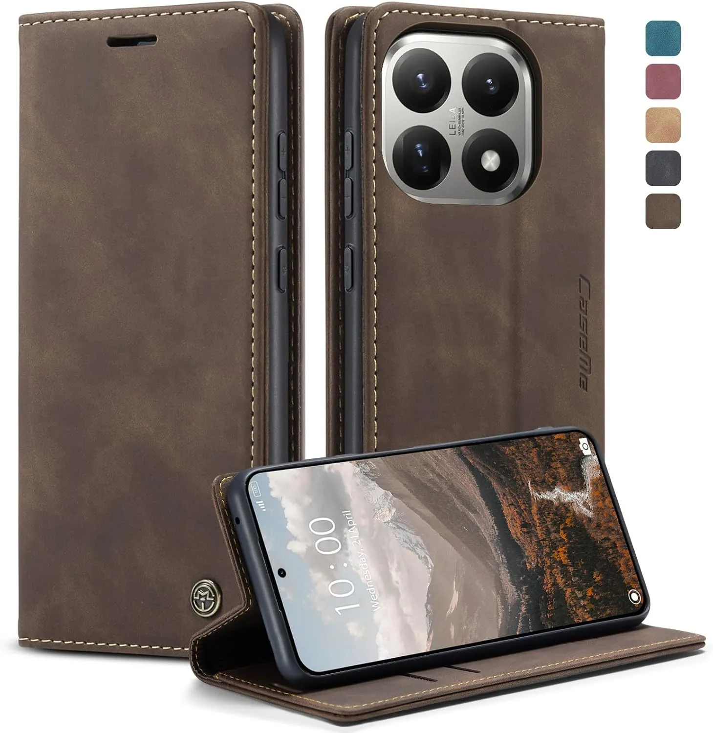 hülle Xiaomi mi 15T klapphülle Premium Lederhülle Weiches Vintage-Nubukleder Faltbare Ständer Schutzhülle Kartenfach St…
