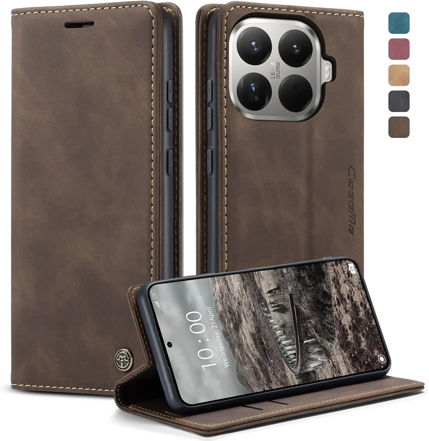 hülle Xiaomi mi 15T Pro klapphülle Premium Lederhülle Weiches Vintage-Nubukleder Faltbare Ständer Schutzhülle Kartenfac…