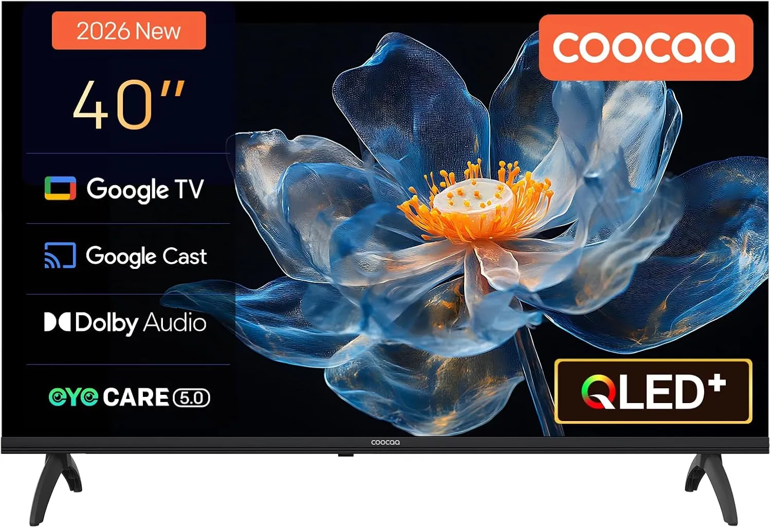 coocaa Smart TV 40 Zoll, 100cm, QLED FHD Fernseher kompatibel mit Google TV, HDR 10, Dolby Audio, Bluetooth 5.1, EyeCar…