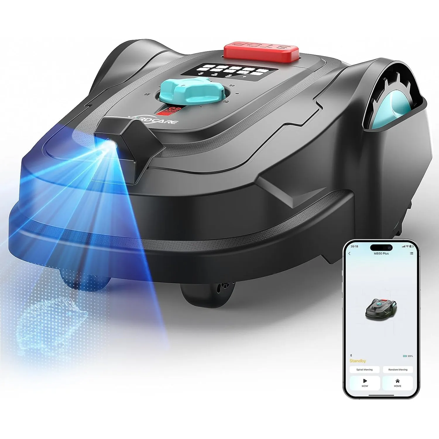 YARDCARE M800Plus Mähroboter ohne Begrenzungskabel,Max. 800 m²,GPS Positionierung+KI Vision,U-förmige Bahnen,Rasenmäher…