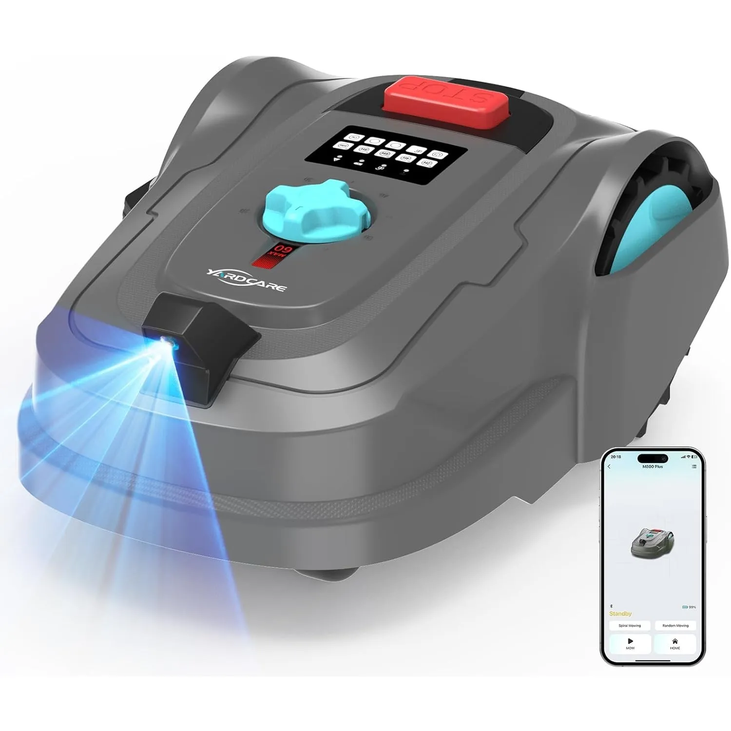 YARDCARE M800Plus Mähroboter ohne Begrenzungskabel,Max. 800 m²,GPS Positionierung+KI Vision,U-förmige Bahnen,Rasenmäher…