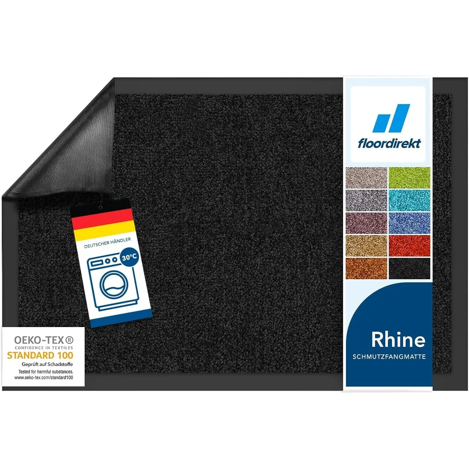 Floordirekt Schmutzfangmatte Rhine - waschbare & leistungsstarke Fußmatte - Sauberlaufmatte mit Rutschfester Rückseite …