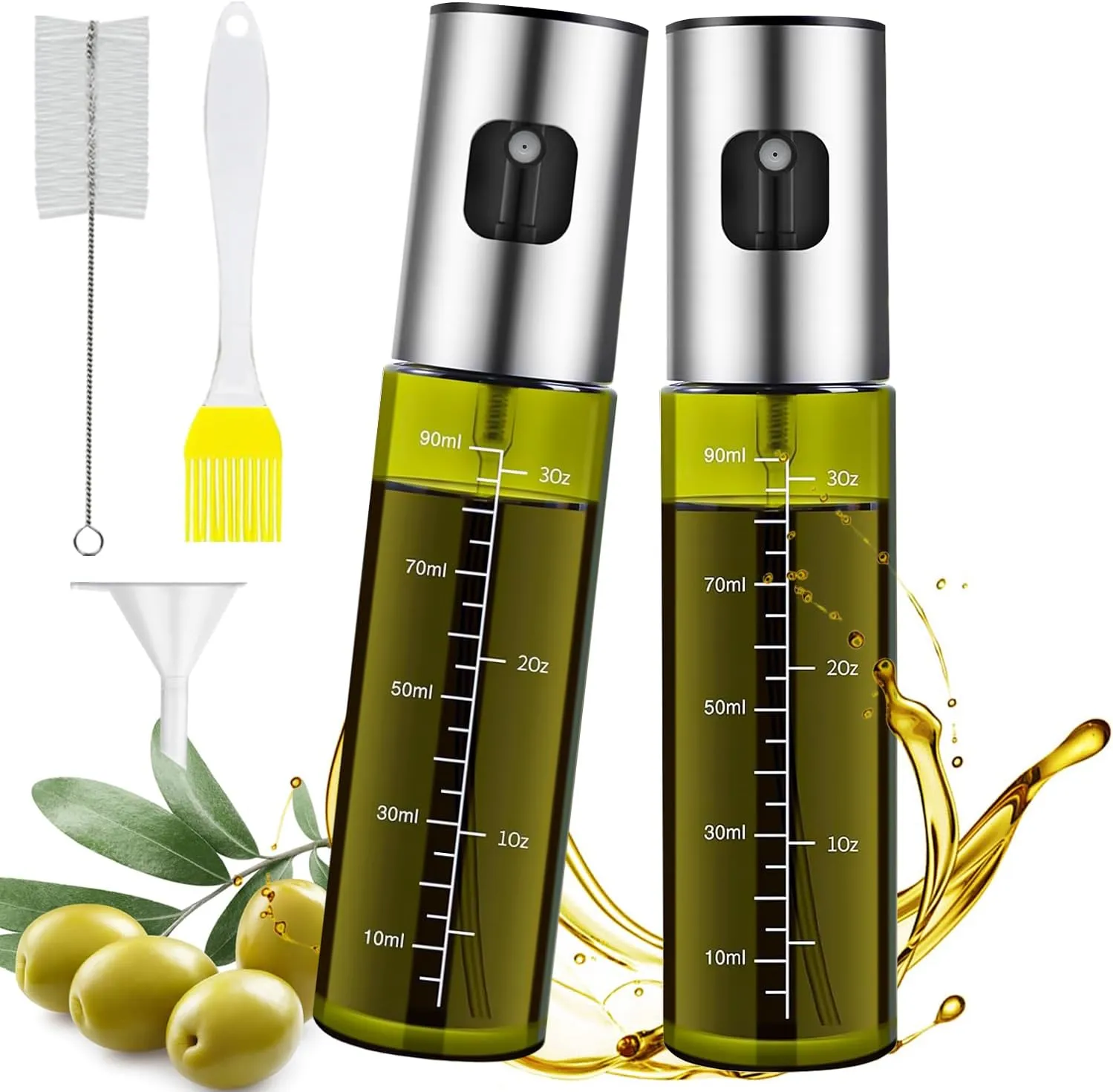 MRUN BONE Ölsprüher für Speiseöl, 2 Stück UV-Schutz Sprühflasche Öl, Glas Öl Zerstäuber Küche Ölsprühflasche Heißluftfr…