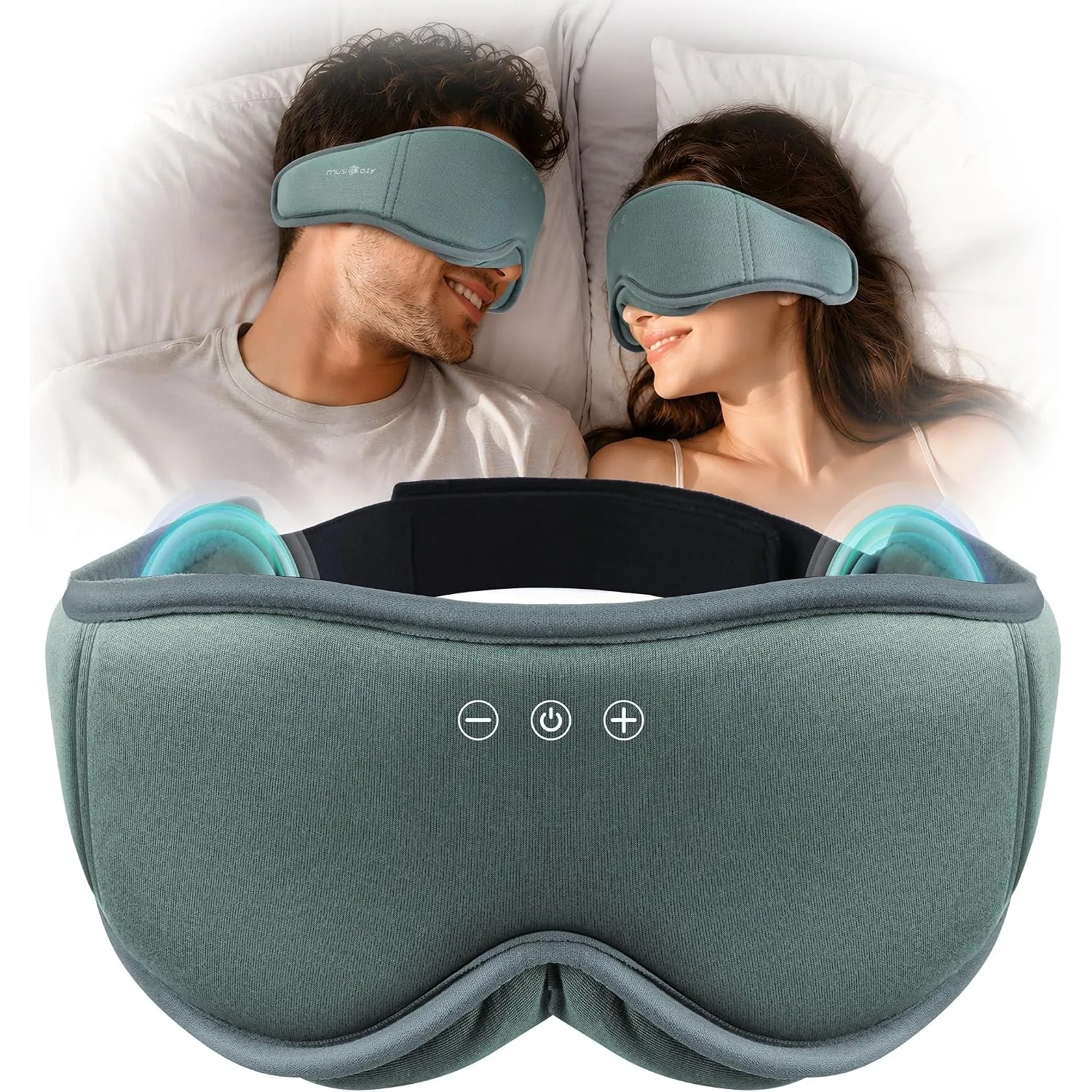 MUSICOZY Schlafmaske mit kopfhörer | 100% Schatten 3D Schlafkopfhörer schlafmaske Bluetooth Weich Augenmaske aus Bio-Ba…