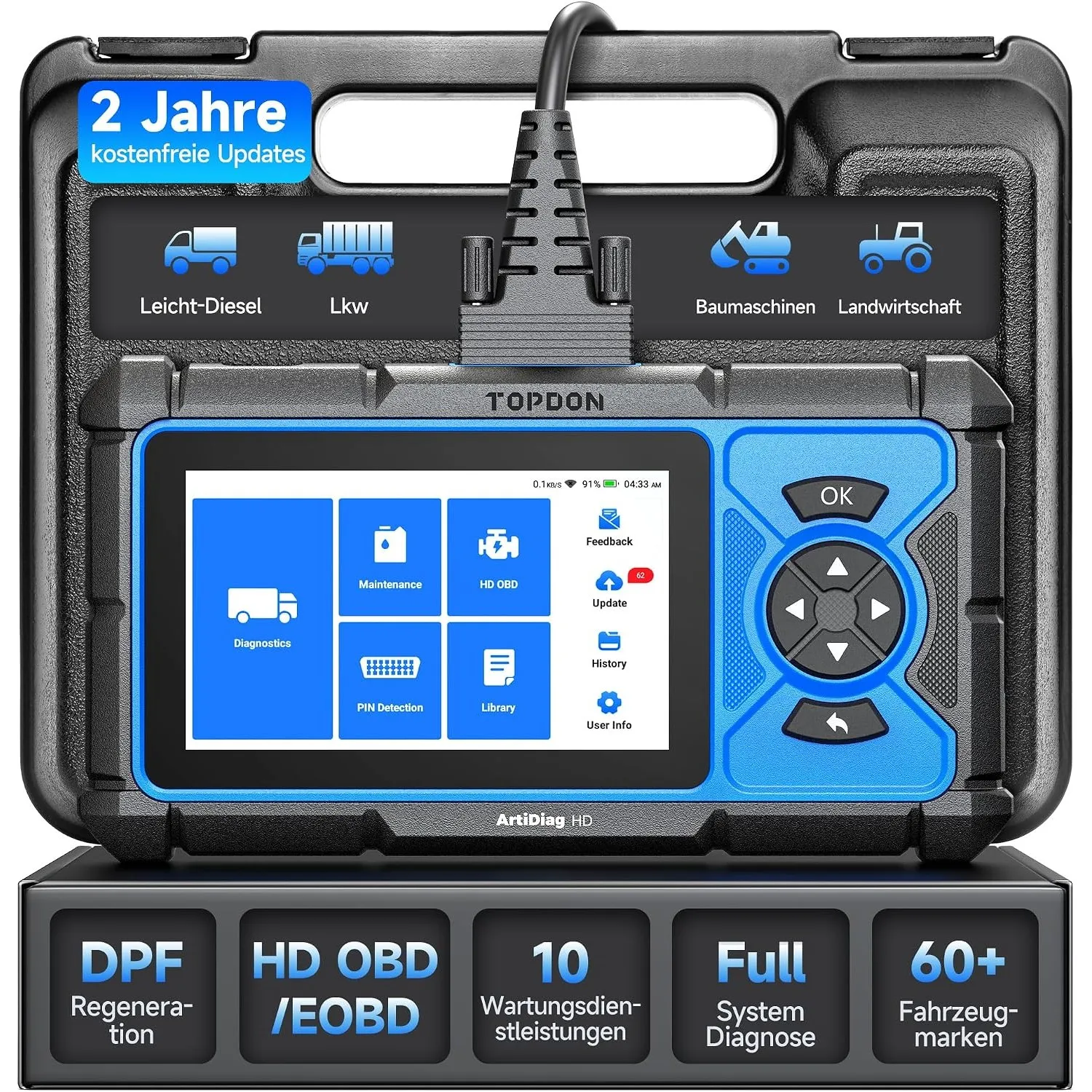 TOPDON ArtiDiag HD Professionelles LKW Diagnosegerät für LKW & Schwerlast