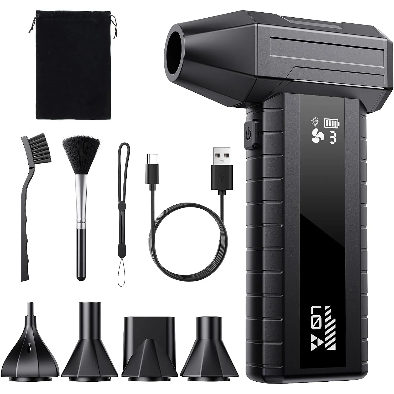 Druckluftspray Alternative, Elektrischer Air Duster mit 200.000 U/min Turbo Gebläse, 10500 mAh Akku Gebläse für PC Rein…