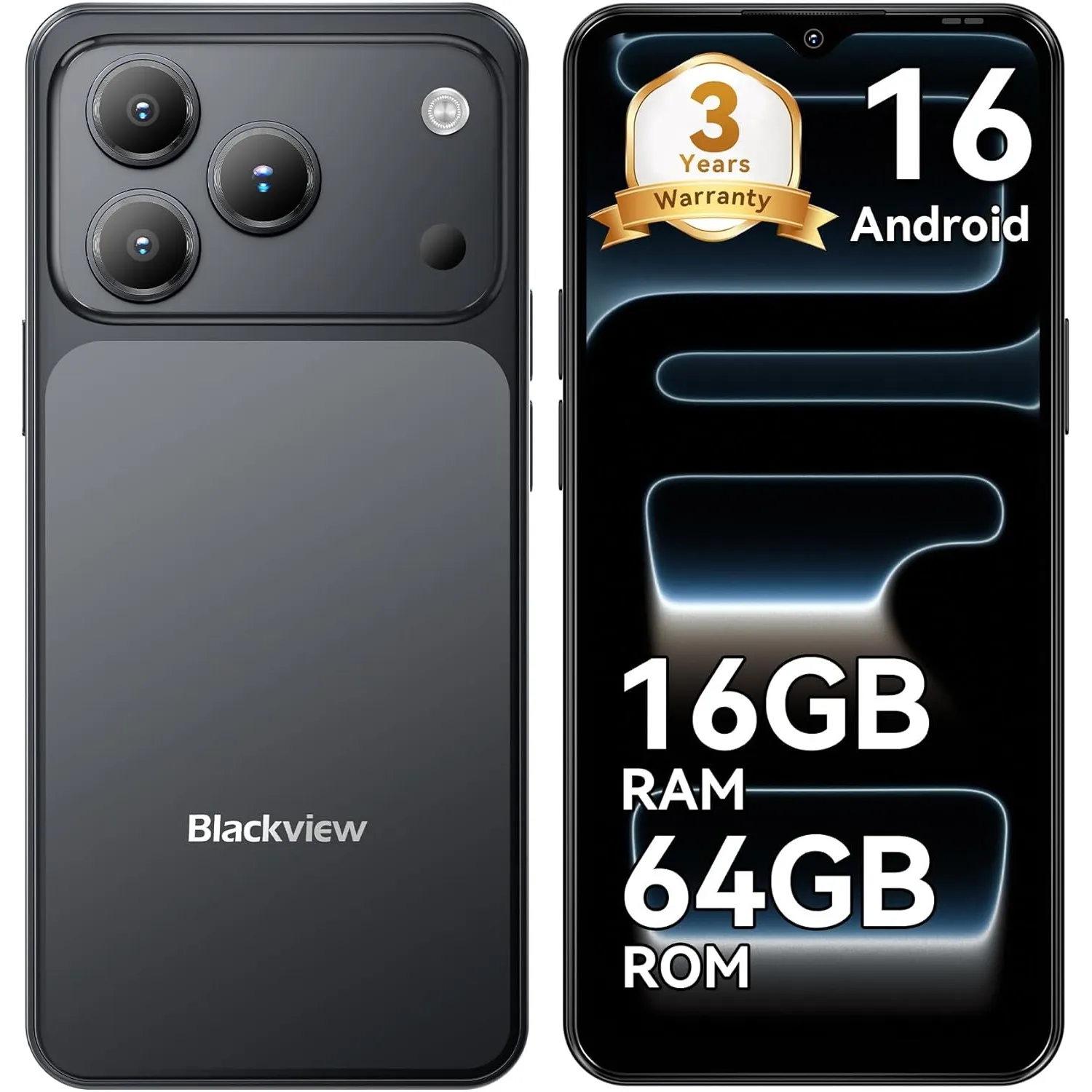 Blackview Wave 7C Smartphone Ohne Vertrag, Android 16 Smartphones 32MP+13MP KI Kamera, 16GB+64GB/2TB, 6.56" Handy Günst…