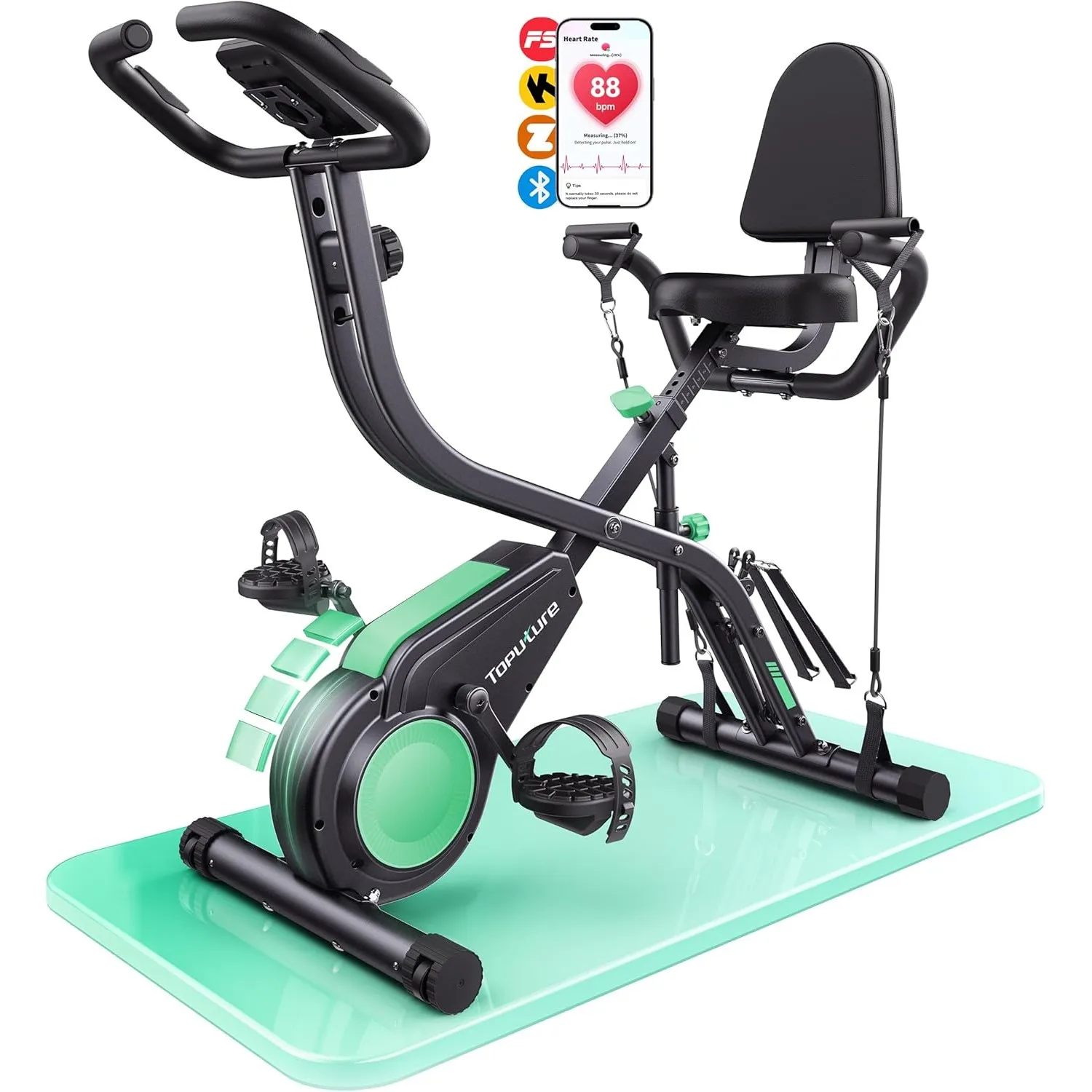 Toputure NEU 5-in-1 Heimtrainer Fahrrad Klappbar mit App, Hand-Bein-Zugseilen, Ergometer Hometrainer mit Ergonomischem …