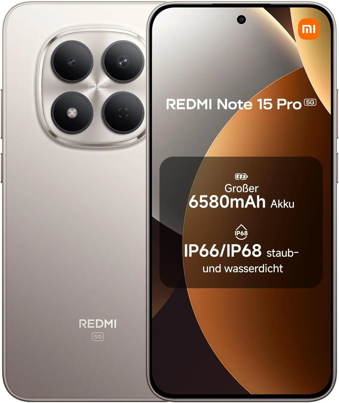 XIAOMI Redmi Note 15 Pro 5G Smartphone (8+256 GB) – 6580-mAh-Akku, IP66/IP68 Staub- und Wasserschutz, Neue 200-MP-Kamer…