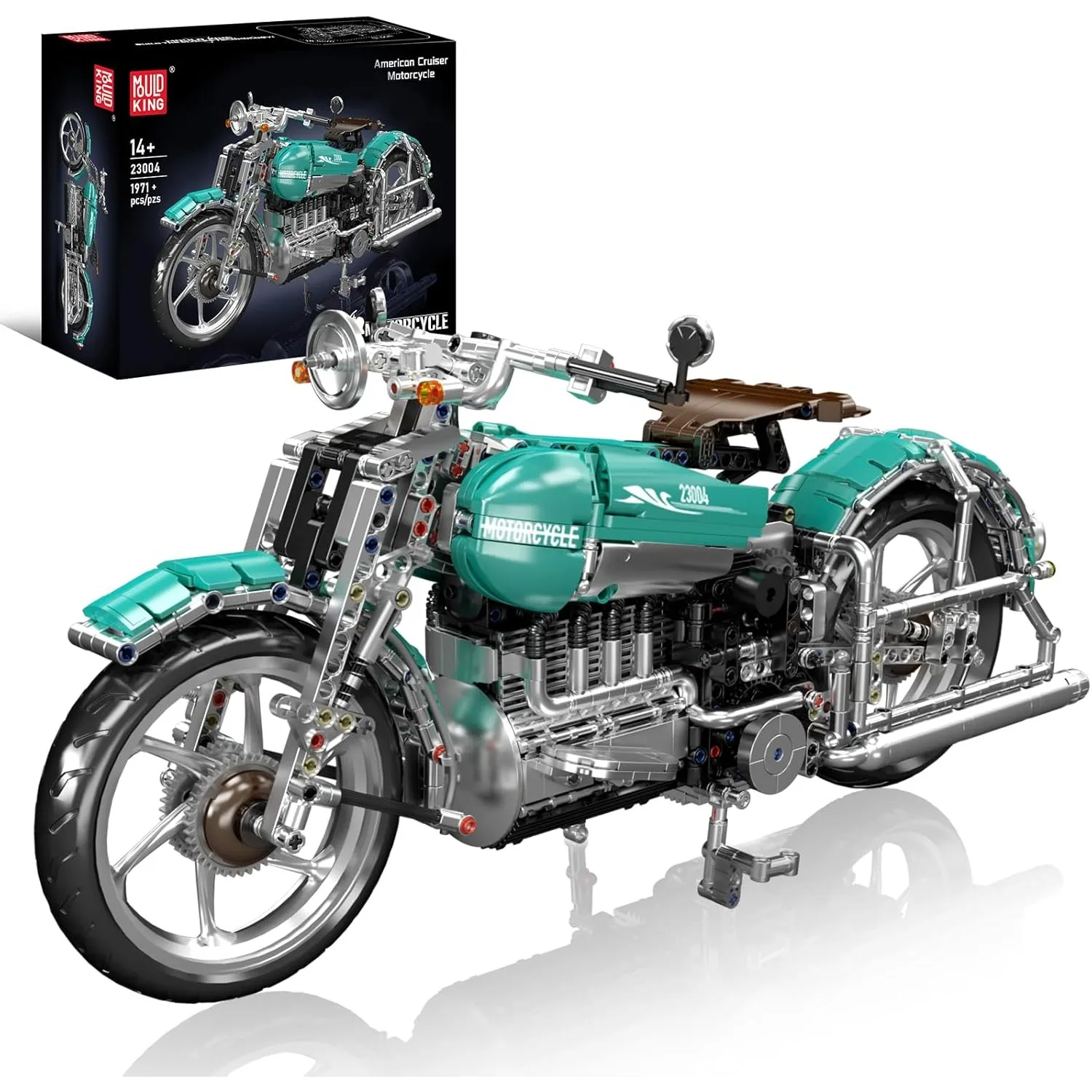 Mould King 23004 MOC Technik Kreatives Amerikanische Motorräder Spielzeug Contraption: Motorrad 1971 Teile Technologie …