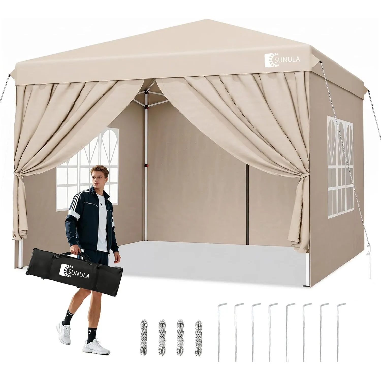 Sunula Pop Up Pavillon Faltpavillon 3x3 Wasserdicht mit 4 Seitenwänden