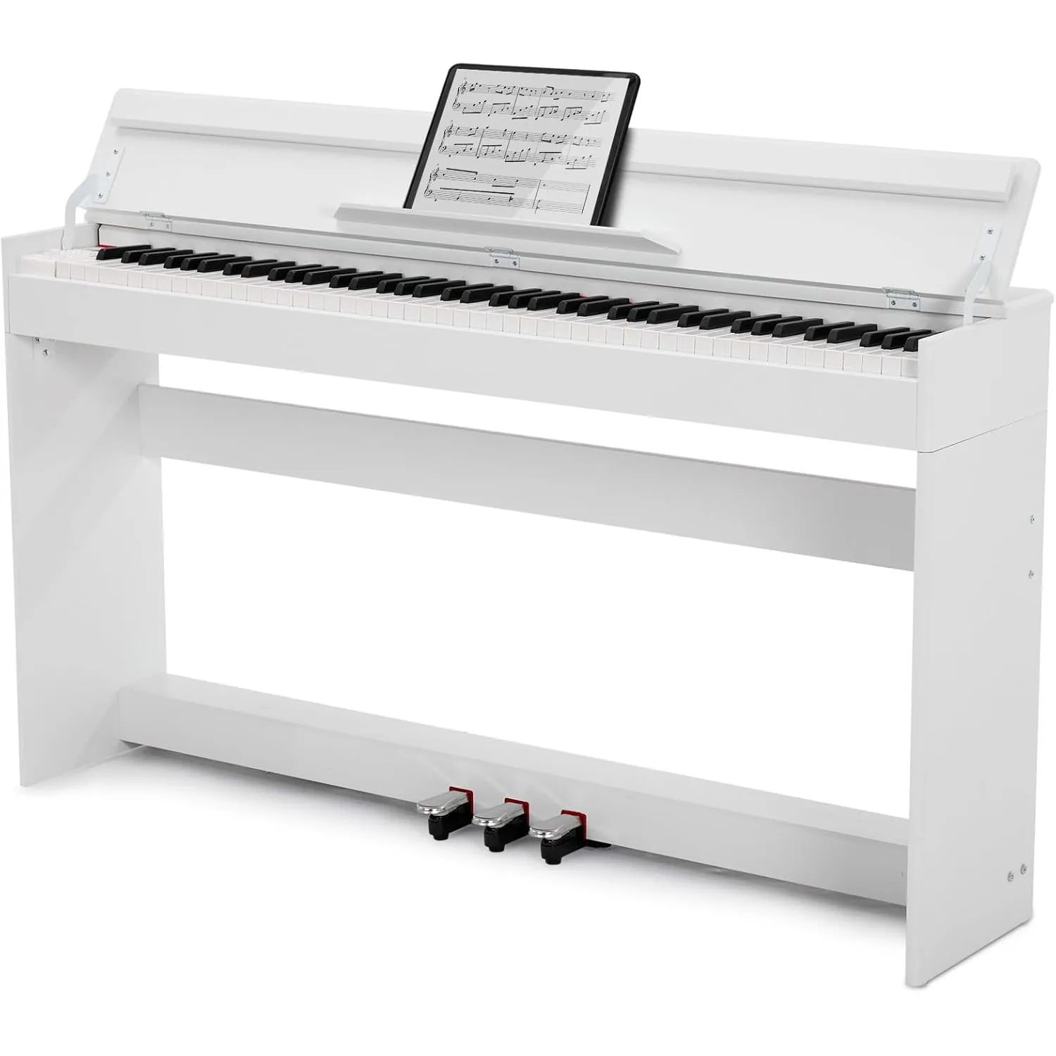 MUSTAR 88 Tasten Digitalpiano mit halbgewichteten Tasten, 3 Pedale, Weiß | Professionelles E-Piano mit halboffener Abde…