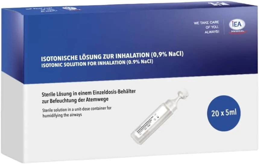 IEA Medical – Kochsalzlösung zum Inhalieren 0,9% NaCl (20×5 ml) | sterile Inhalationslösung für Vernebler, isotonisch, …