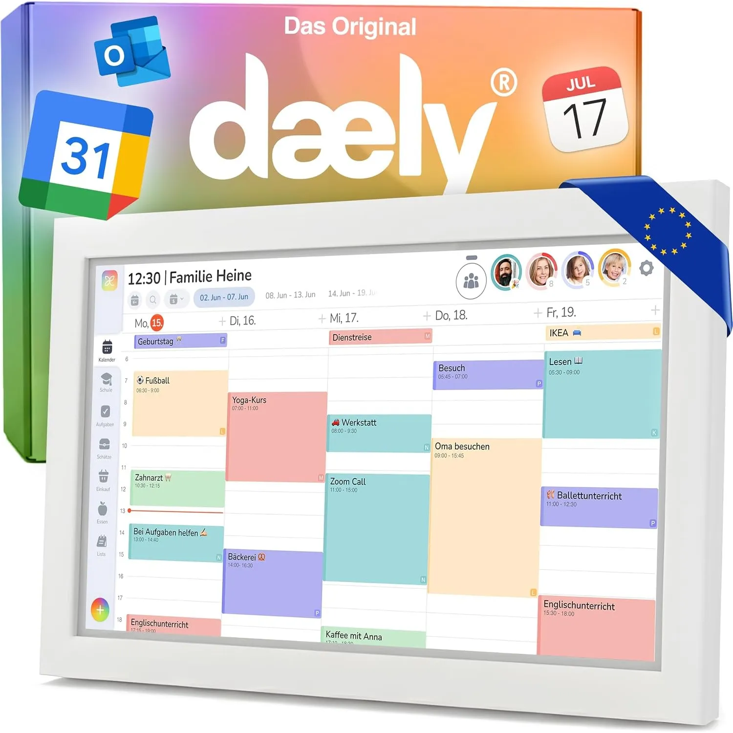 Daely® Calendar - Digitaler Kalender 15.6" - Familienplaner - Wandkalender