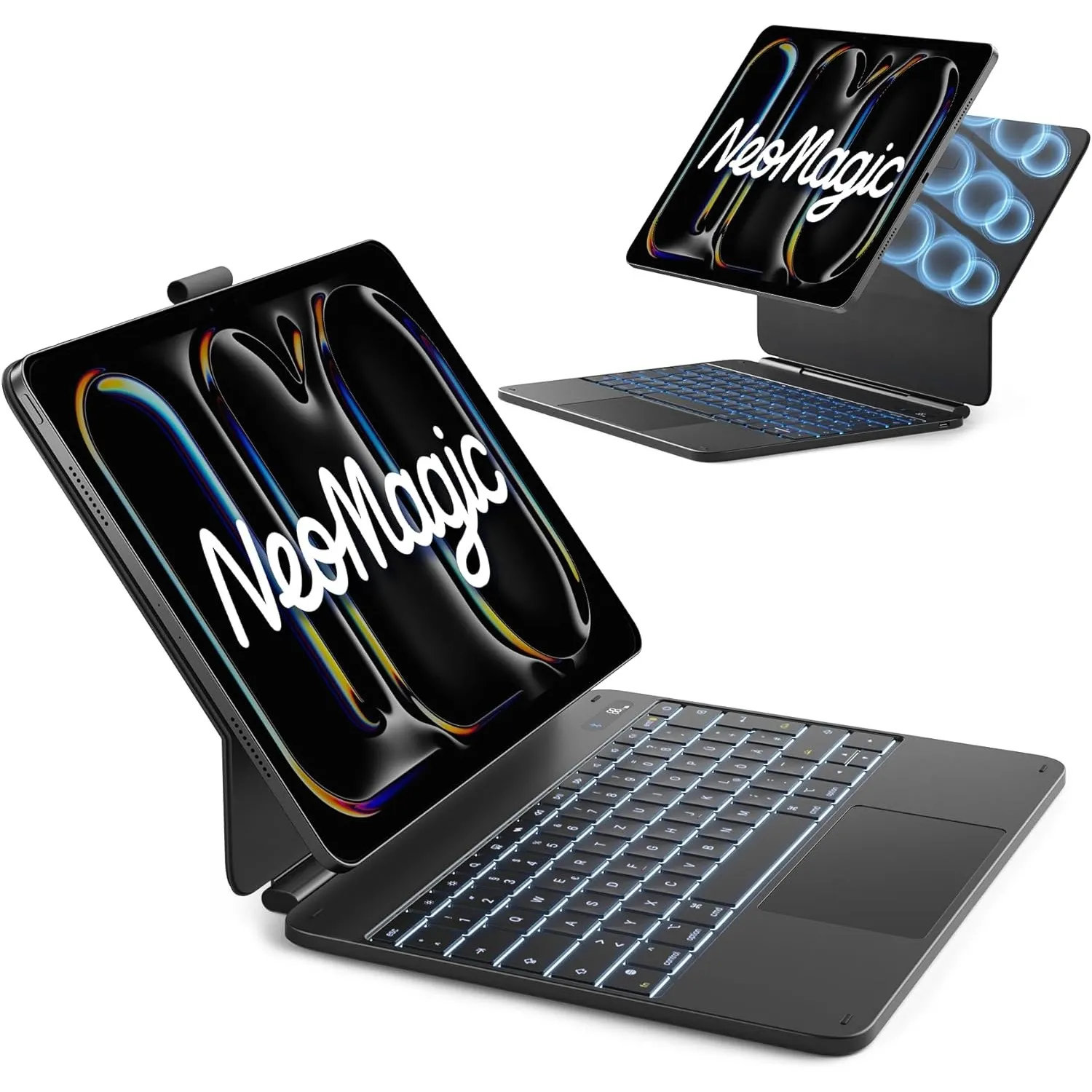 Inateck Hülle mit Tastatur iPad Air 13, flachscharnier, großes Touchpad | für iPad Air 13 M4/M3/M2 & Pro 12,9" (6./5./4…