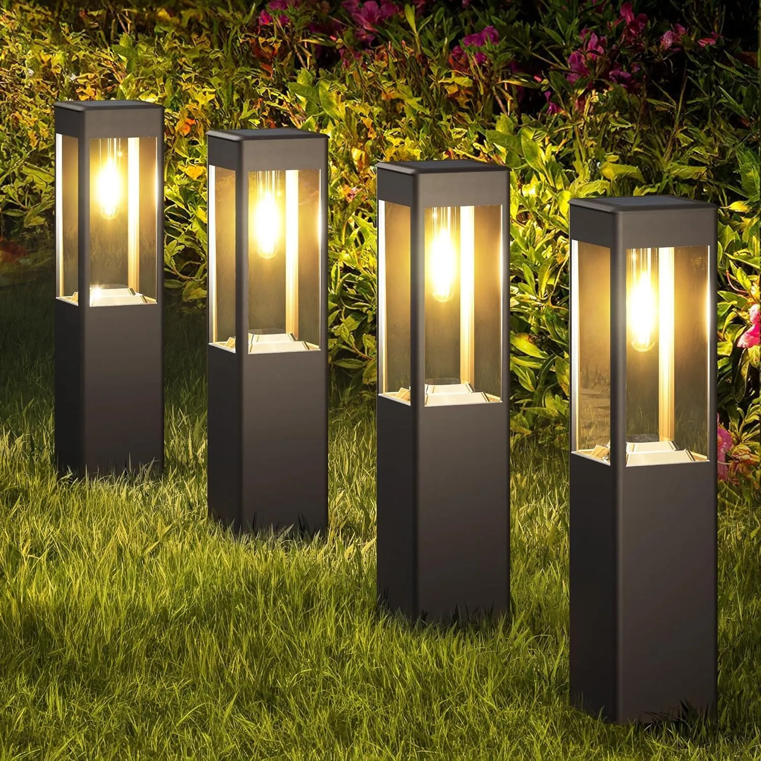 Joomer Solarlampen für Außen Garten, LED Solarleuchten für Außen Warmweiß Quadrat Wegeleuchte Gartenleuchte Wetterfest …