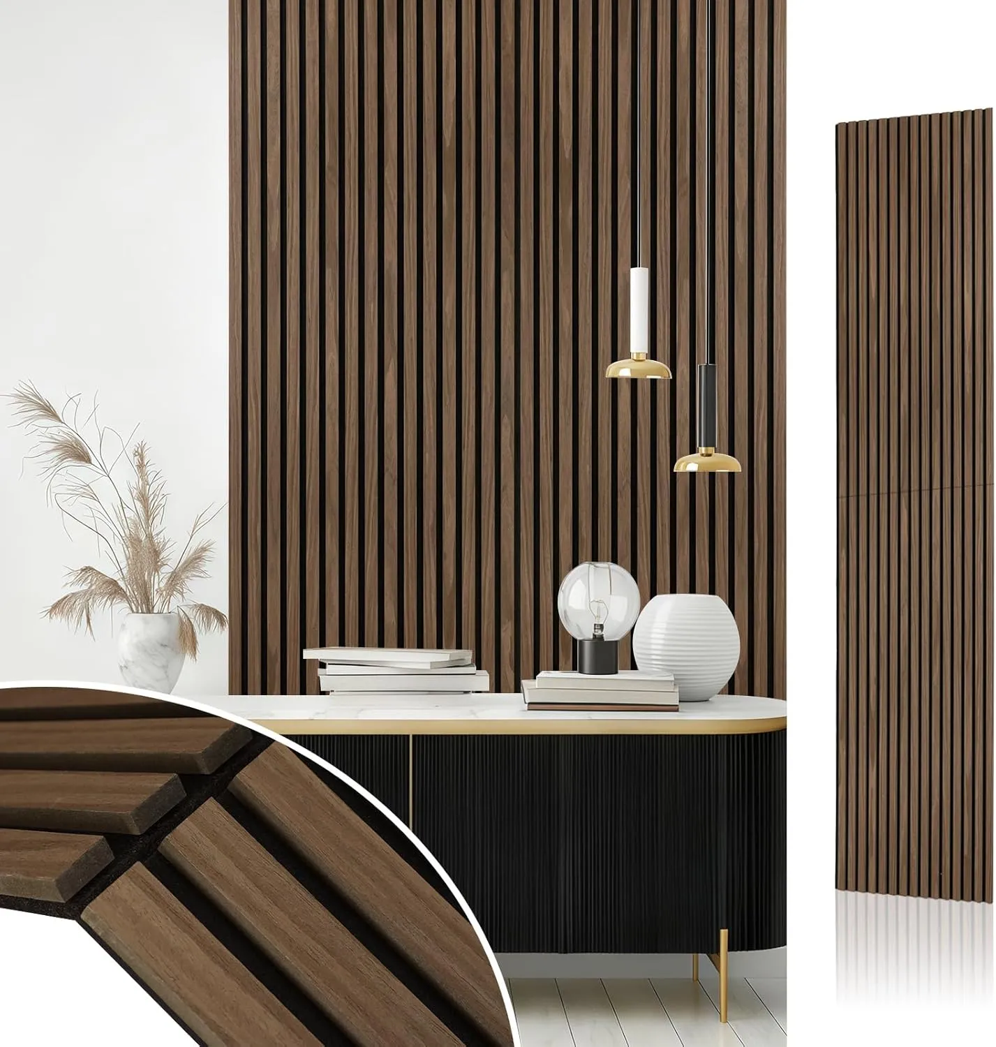 AKK-STAVE Wooden Acoustic Panels, 240 x 60 cm (Set of 6, 8.64 m²), Acoustic Panels & Wooden Panels Wall, Wood Veneer 3D…