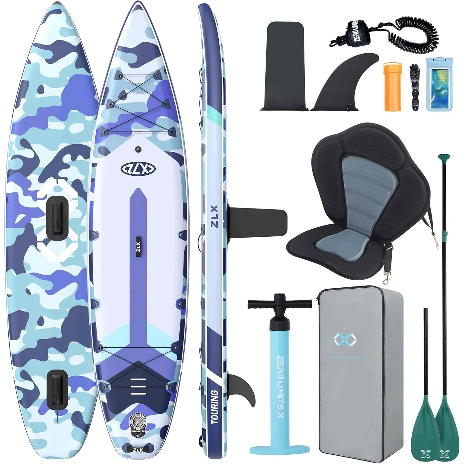 ZLX Stand Up Paddling Board 350x83cm, anfängerfreundliches SUP Board mit Abnehmbarer Mittelfinne für Stabilität oder Ge…