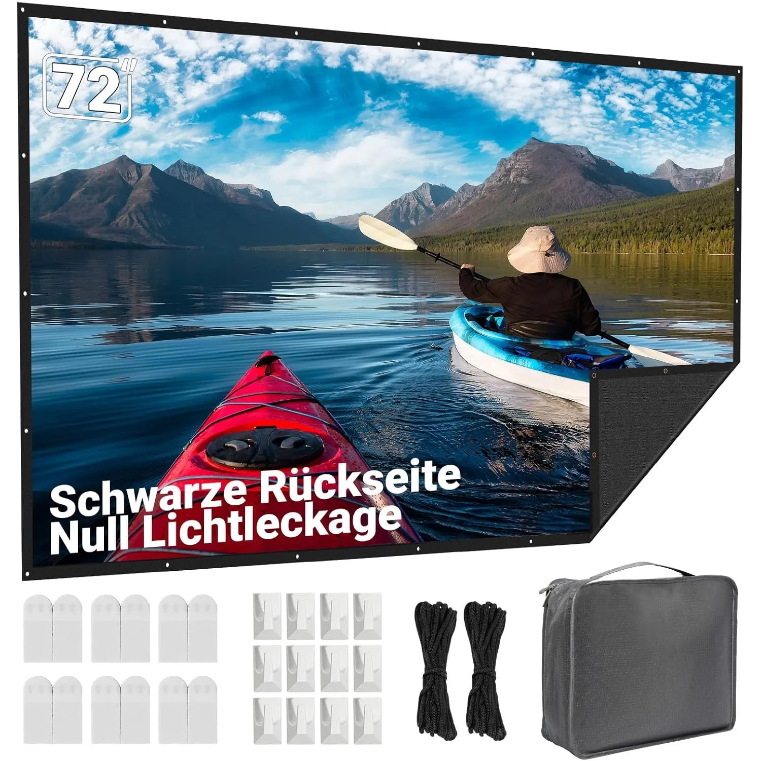 Beamer Leinwand 72 Zoll Outdoor: LEORFI Verbessert Schwarzer Hintergrund Schwarz undurchsichtig - Tragbare Projektionsw…