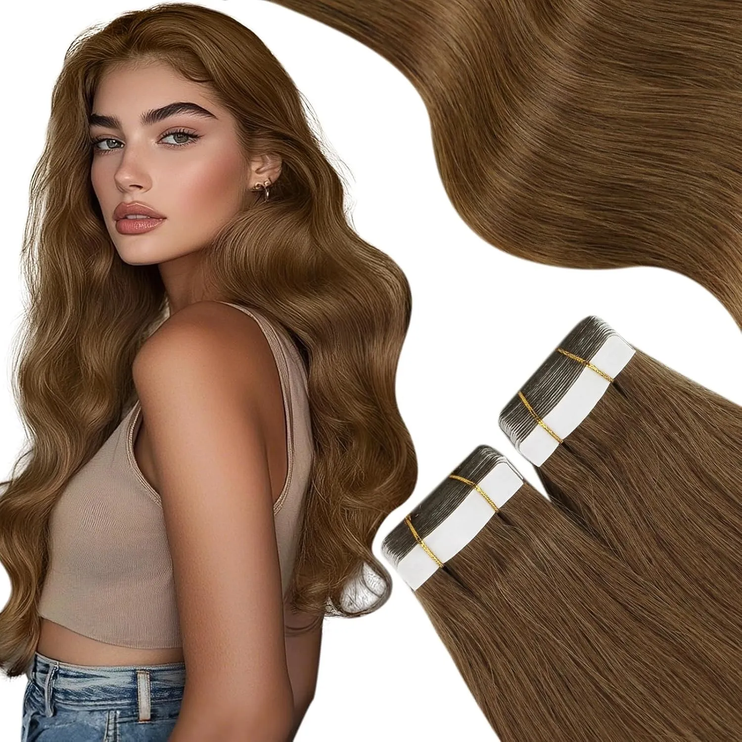 Moresoo Invisible Tape Extensions 45 cm 50 g 20 Stück Seidig Glatt