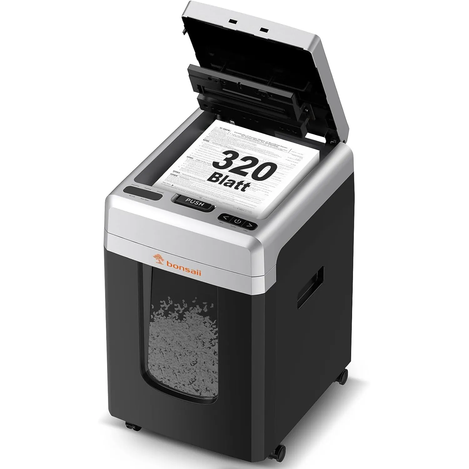 Bonsaii Aktenvernichter mit 320 Blatt Auto-Feed, P-4 Mikroschnitt Schredder