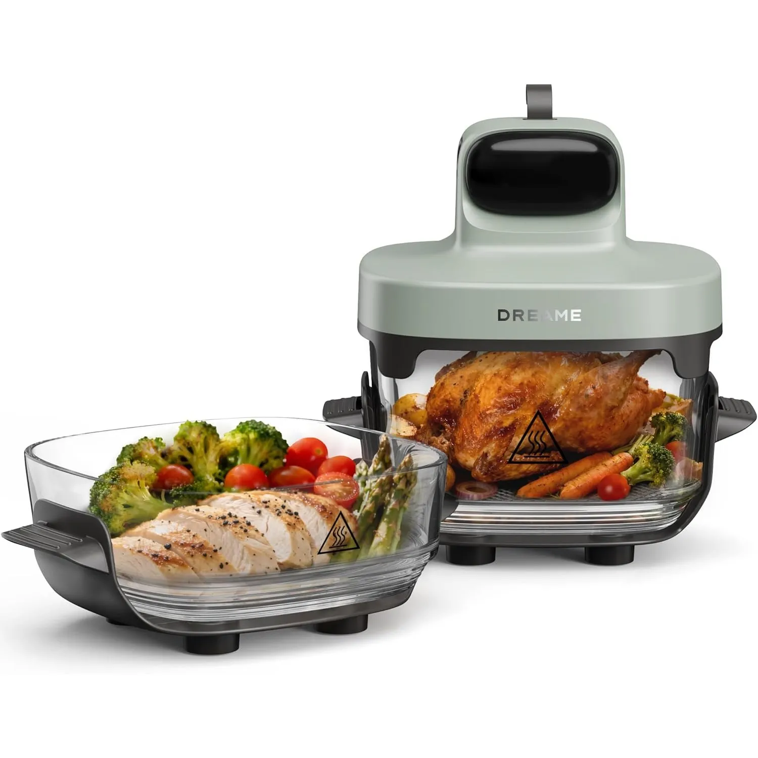 dreame Tasti AirFryer 5-in-1 tragbare Glas-Heißluftfritteuse, Zwei-Behälter-Setup (2,5 L + 4,5 L), 6 mm Borosilikatglas…