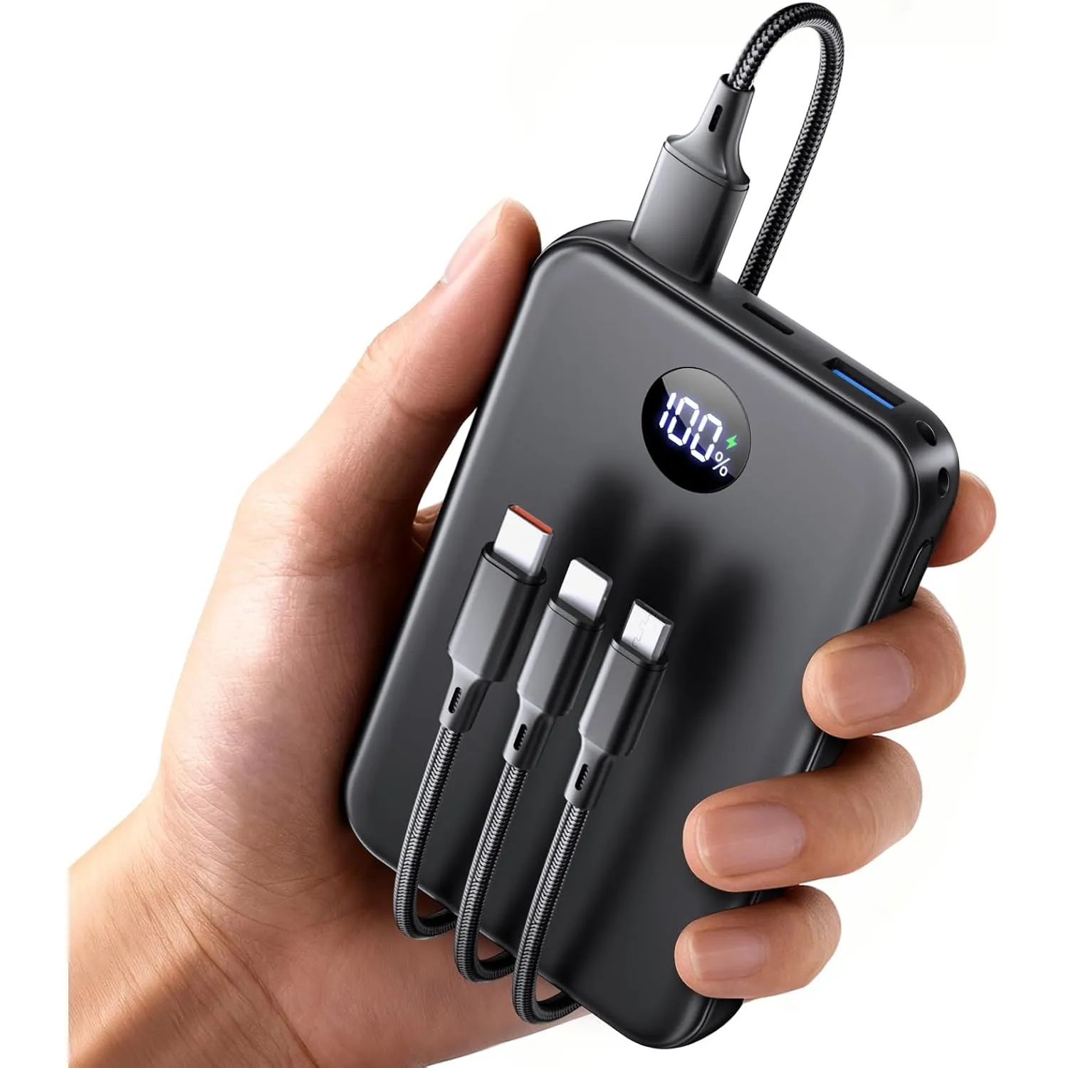 Power Bank 27000mAh, Ultra Kompakte Powerbank Schnellladen mit 3-in-1 Kabel